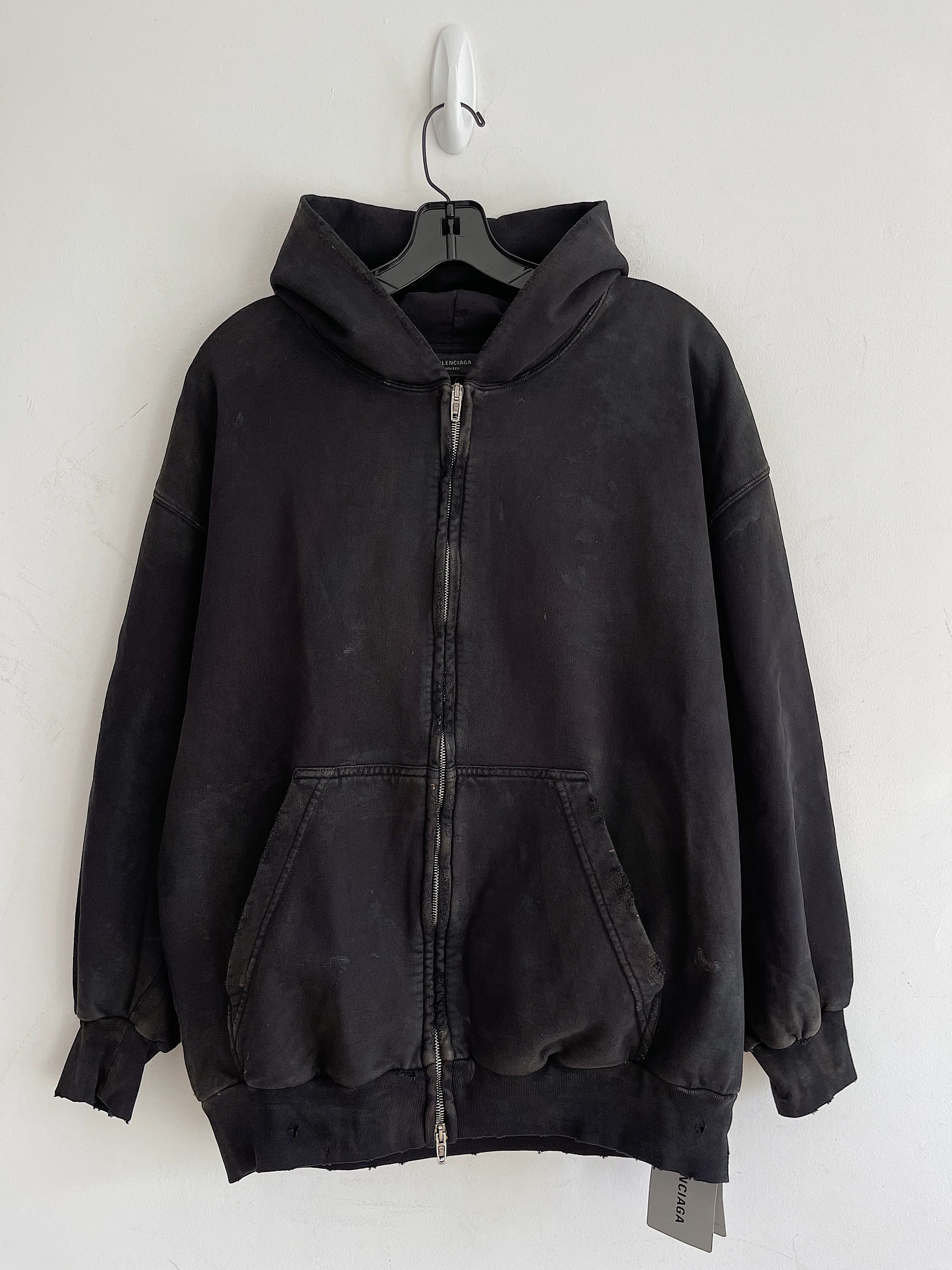 Balenciaga New Mud Show Distressed Muddy Small Fit Zip Hoodie (XS