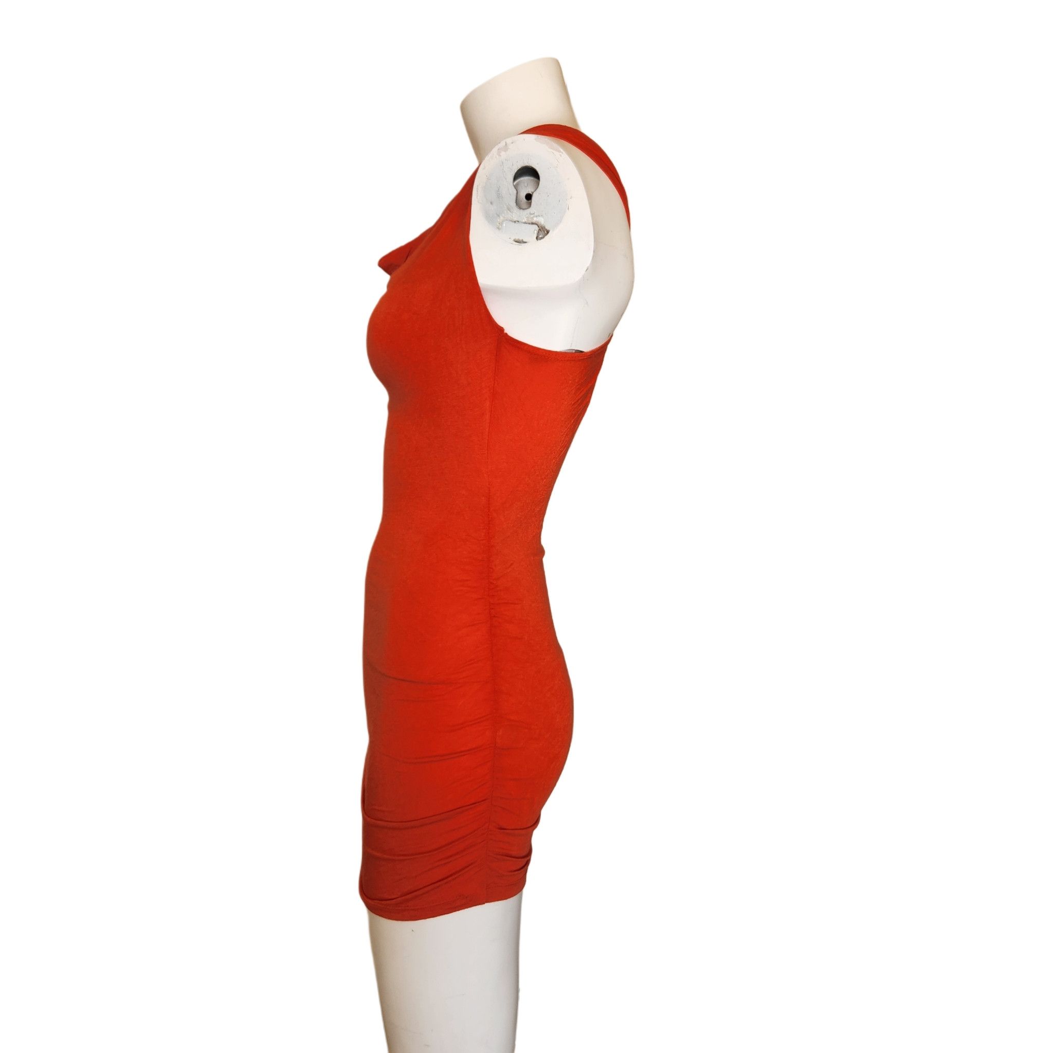 Vintage Y2K neon orange short dress bodycon sleeveless small Size S / US 4 / IT 40 - 3 Thumbnail
