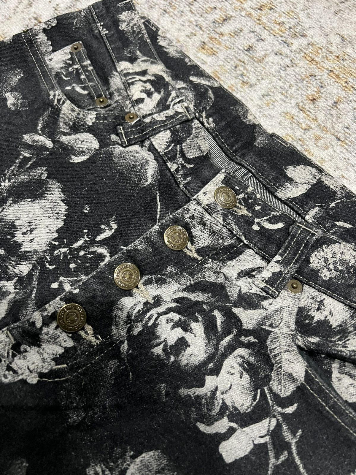 If Six Was Nine Tornado Mart Black Rose Flared Denim vkei LGB style Size US 32 / EU 48 - 5 Thumbnail