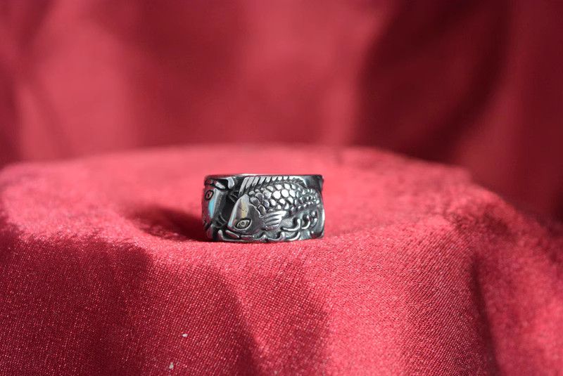 Jewelry Fish Design Jewelry Rings Open Size Chrome Ring (Size 7-13) Size ONE SIZE - 3 Thumbnail