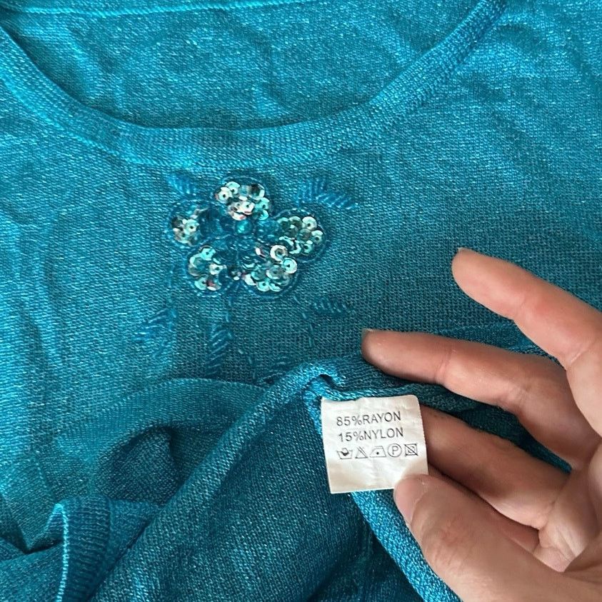 Other no brand blue floral beaded tank top cardigan set Size S / US 4 / IT 40 - 5 Thumbnail