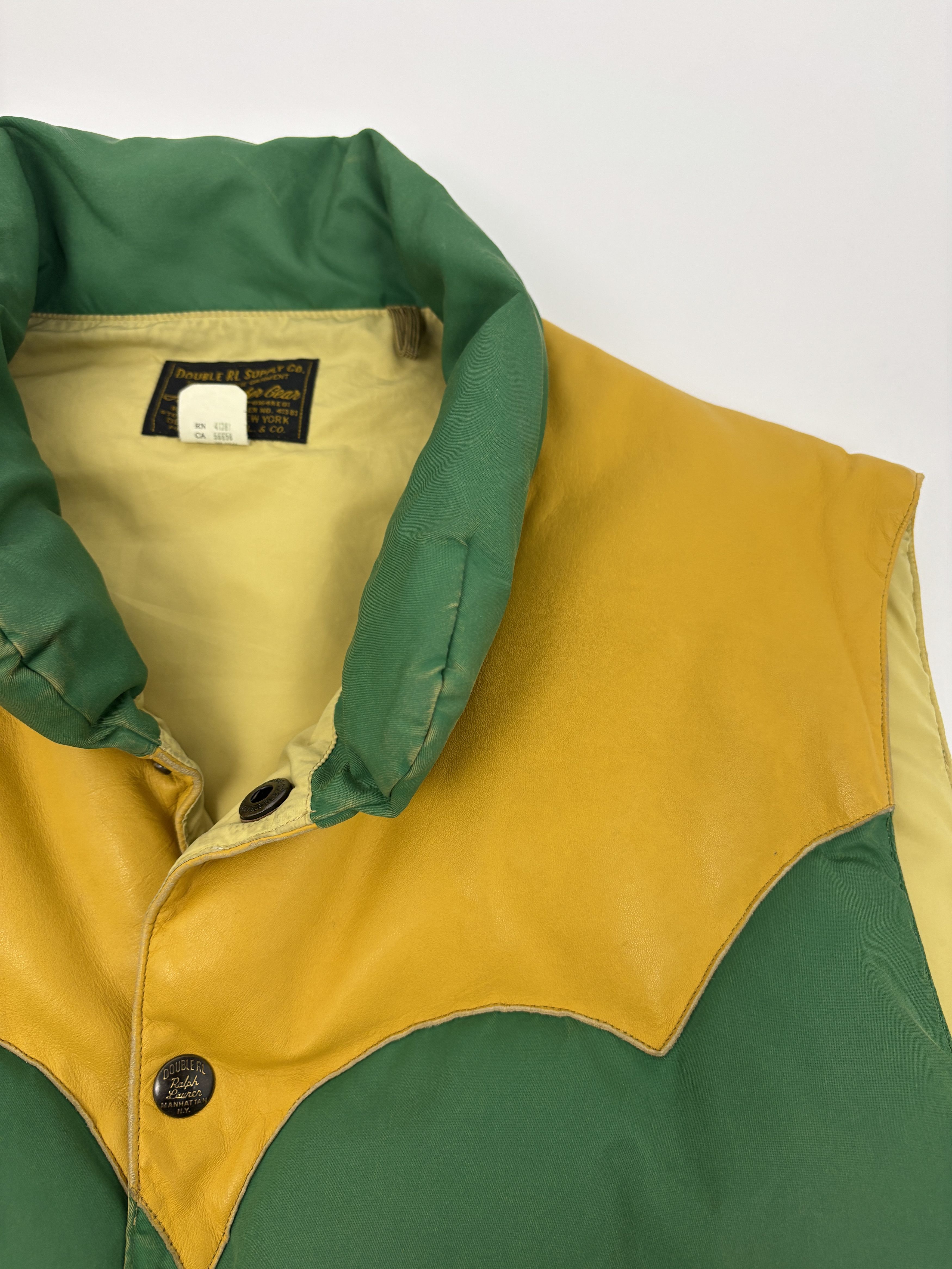 RRL Ralph Lauren RRL Leather Yoke Quilted Vest Size US XL / EU 56 / 4 - 4 Thumbnail