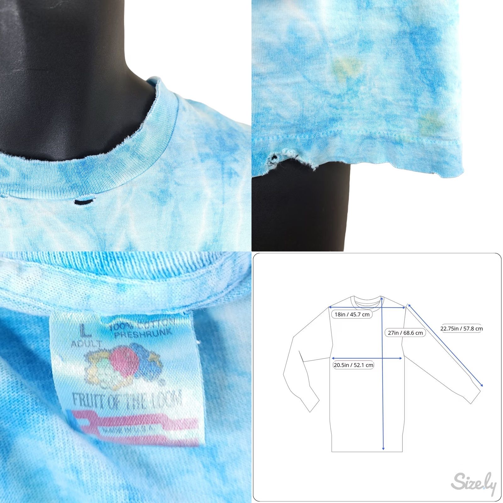 Fruit Of The Loom VINTAGE Higher Learning T Shirt Mens Size Medium 1995 Drama Movie Made In USA Tie Dye Blue Cotton Crew Neck Long Sleeve Front Back Single Stitch Size US M / EU 48-50 / 2 - 8 Thumbnail