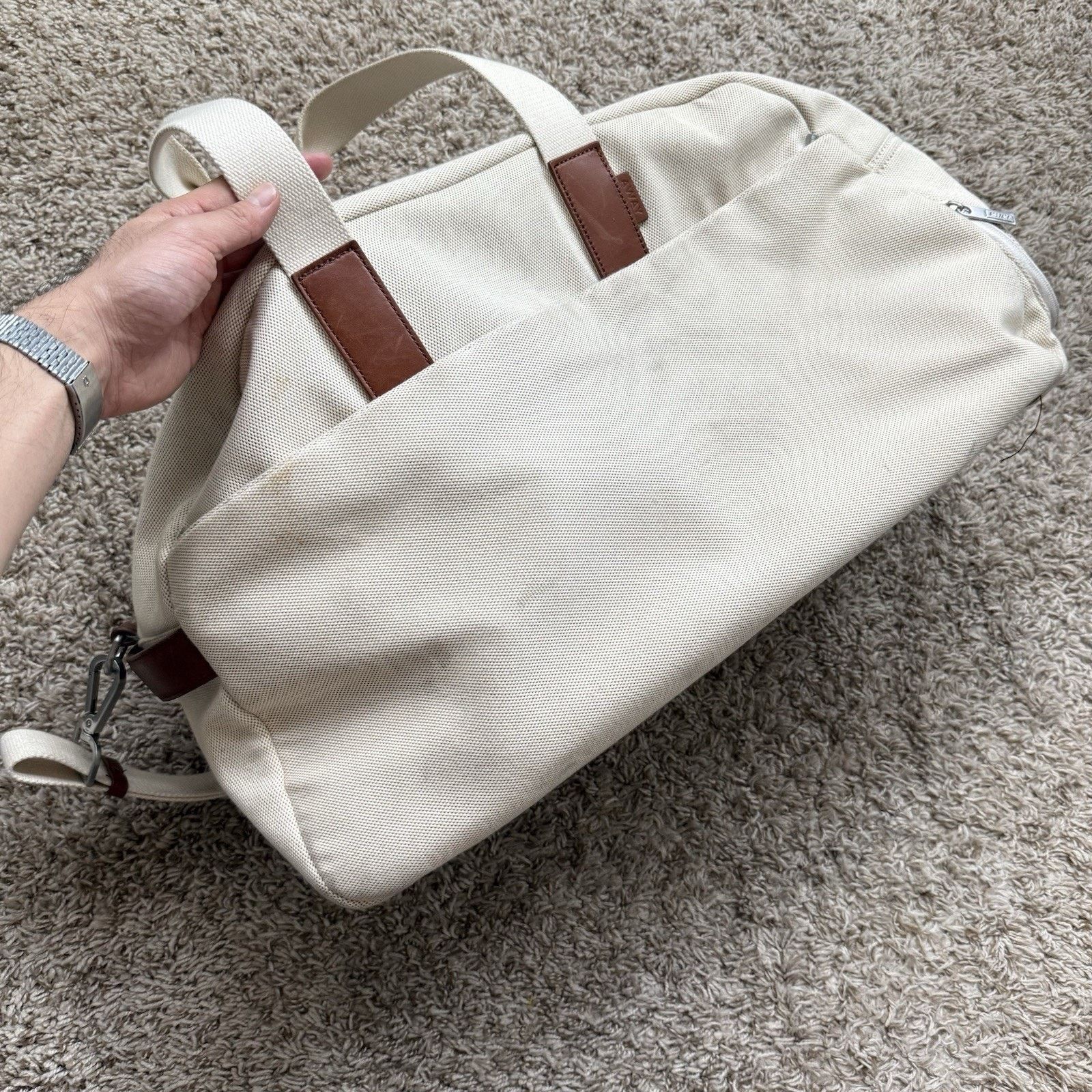 Away Travel Away The Everywhere Weekender Canvas Duffle Bag White Brown Size ONE SIZE - 8 Thumbnail