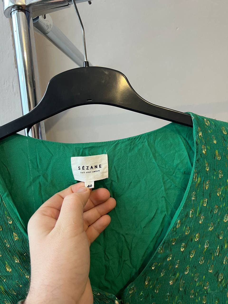 Sezane SEZANE PARIS AVEC AMOUR SILK GREEN GOLD EDITION DRESS SZ 40 Size S / US 4 / IT 40 - 9 Thumbnail
