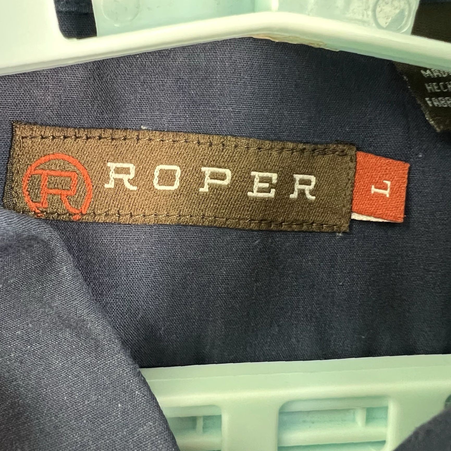 Roper Roper Shirt Western Pearl-Snap Short Sleeve Mens L Blue Collared Pocket Embroidered Cotton Blend 46 in Chest Men’s Reg Fit 70s Western Theme Size US L / EU 52-54 / 3 - 4 Thumbnail