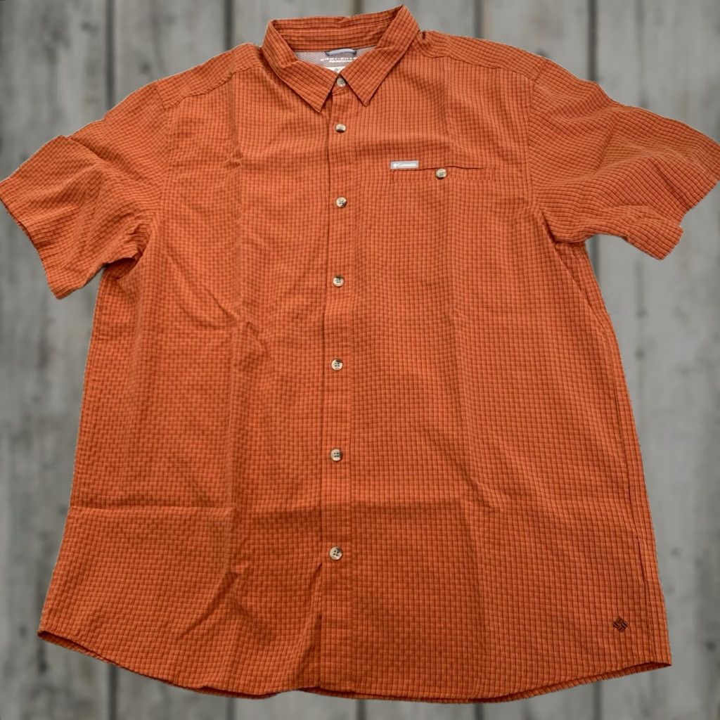 Vintage Columbia Shirt Mens XL Omni Shade Short Sleeve Vented Fishing Orange Check Size US XL / EU 56 / 4 - 1 Thumbnail