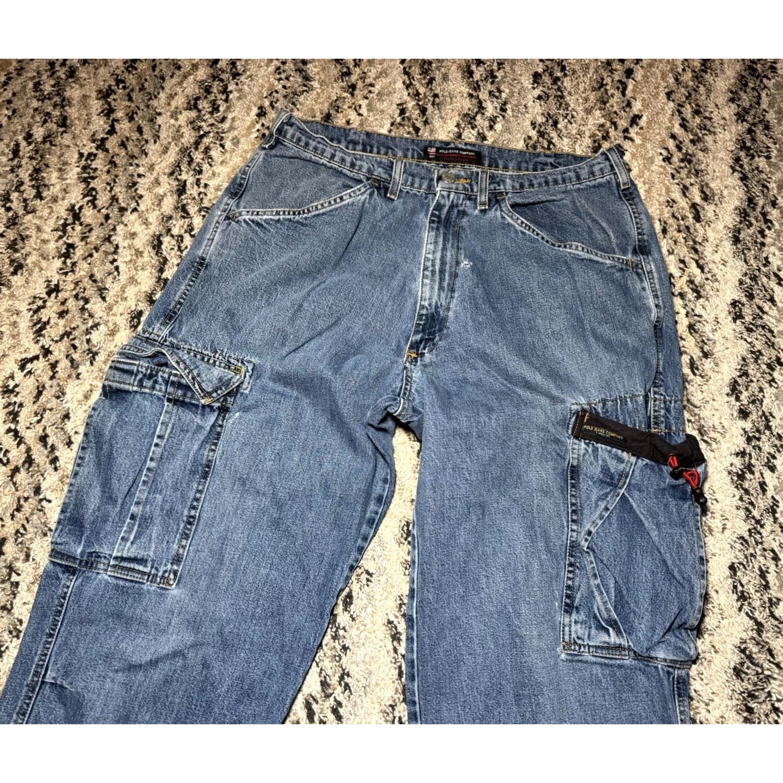 Polo Ralph Lauren VINTAGE Polo Jeans Co Ralph Lauren Mens 32x34 Cargo Bungee Military Y2K Baggy Wide Jeans Size US XS / EU 42 / 0 - 3 Thumbnail