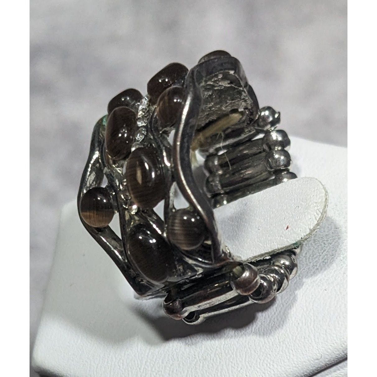 Other Brown Cateye Gemmed Rhinestone Accent Silver Tone Stretch Ri Size ONE SIZE - 10 Thumbnail