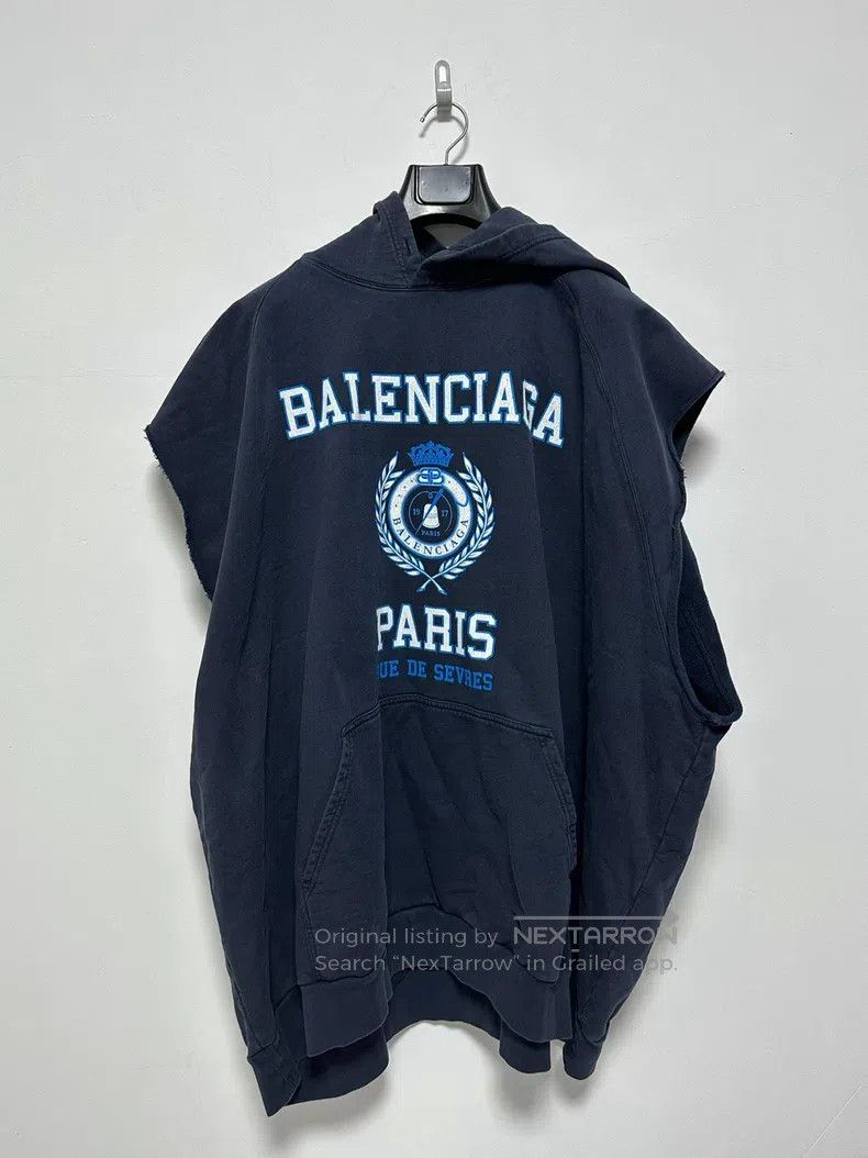 Balenciaga Wheat Distressed Vest Sleeveless Hoodie