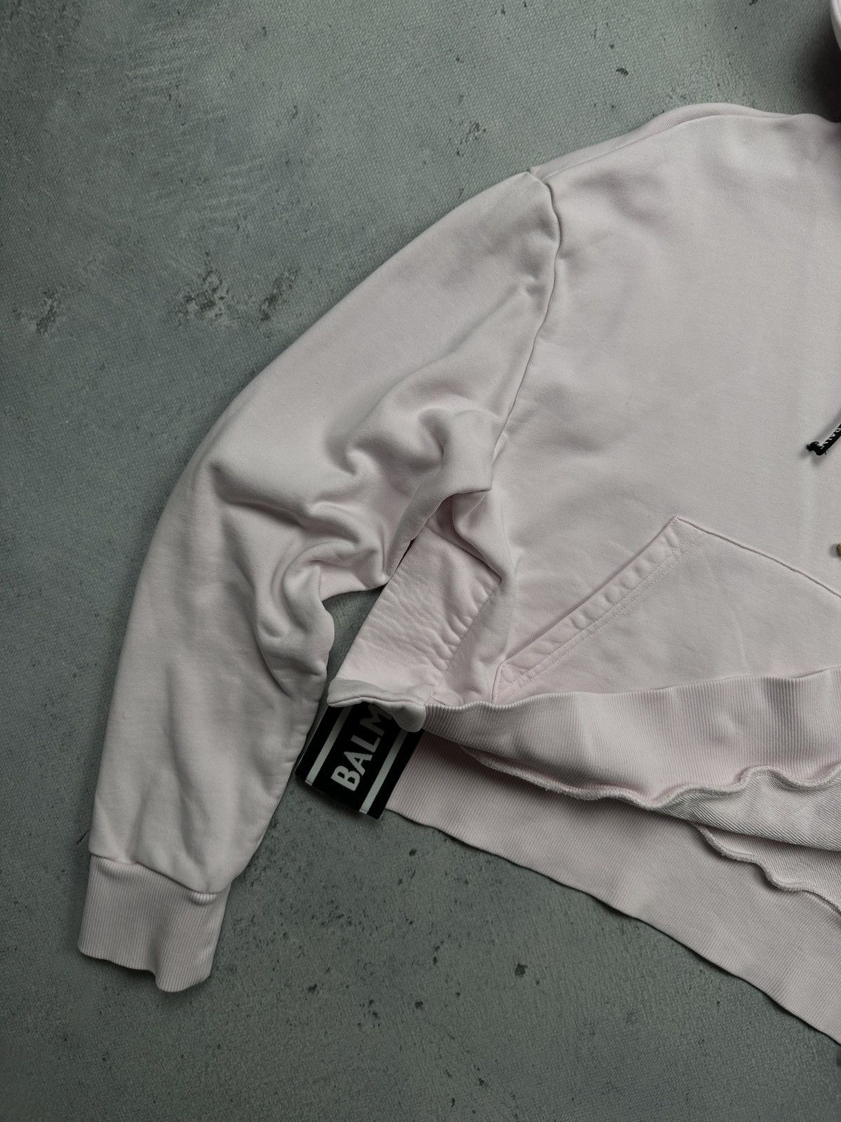 Balmain Balmain Paris Flocked Cropped Hoodie Lux With Logo Tape Trim Size S / US 4 / IT 40 - 2 Thumbnail