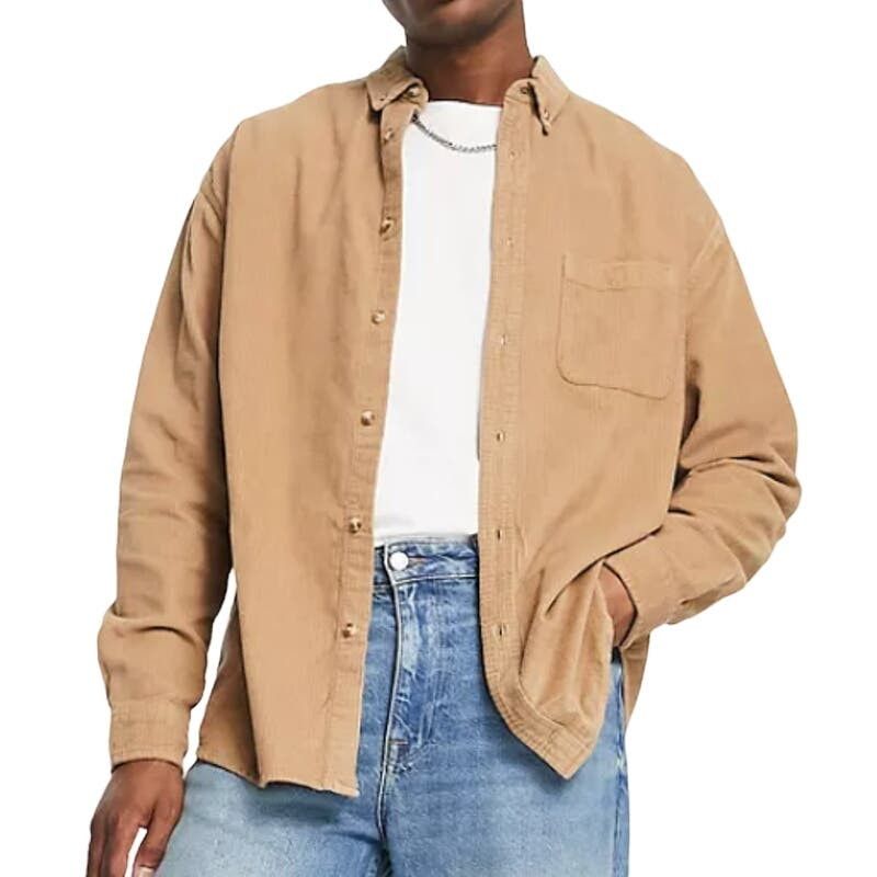 Asos ASOS Design 90s Oversized Cord Shirt in Beige, Size M Size US M / EU 48-50 / 2 - 1 Preview
