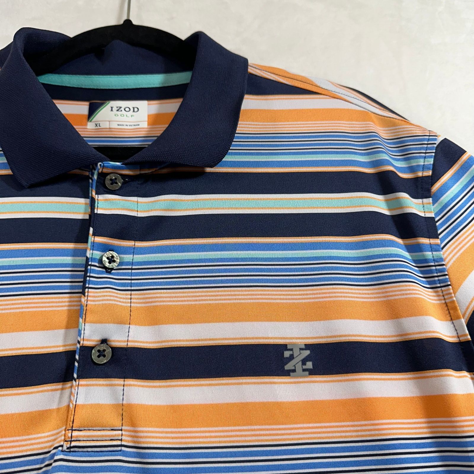 Izod IZOD Shirt XL Mens Golf Striped Blue Polo Logo Active Sport Size US XL / EU 56 / 4 - 2 Thumbnail