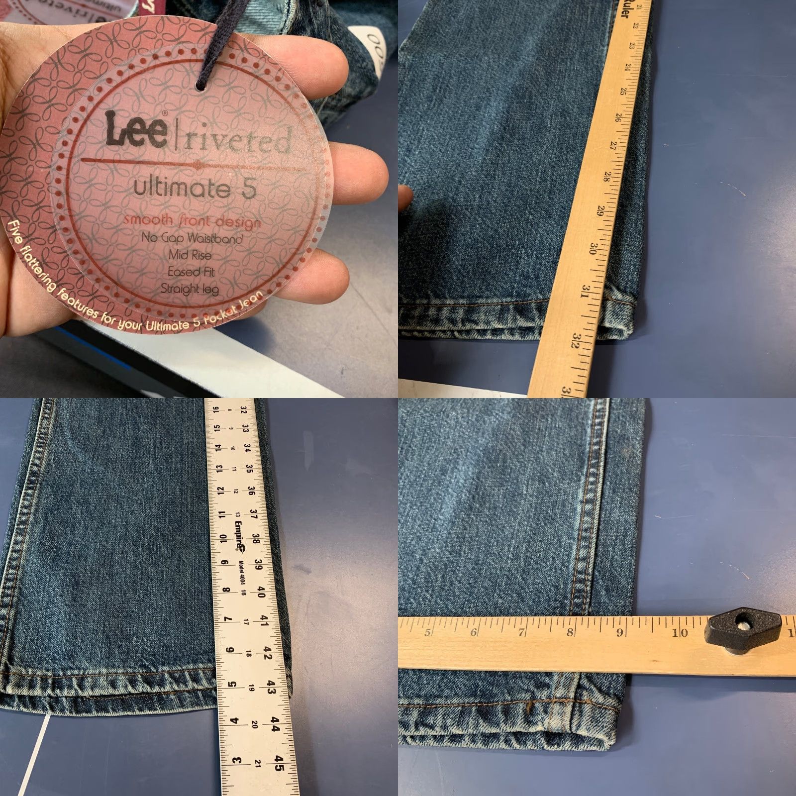 Lee Lee Riveted Jeans Womens Size 16 Mid Rise Straight Leg 5 Pocket Denim 36x32 Blue 100% Cotton Jeans 90s Theme - Womens Size 38" / US 16 / IT 52 - 9 Thumbnail