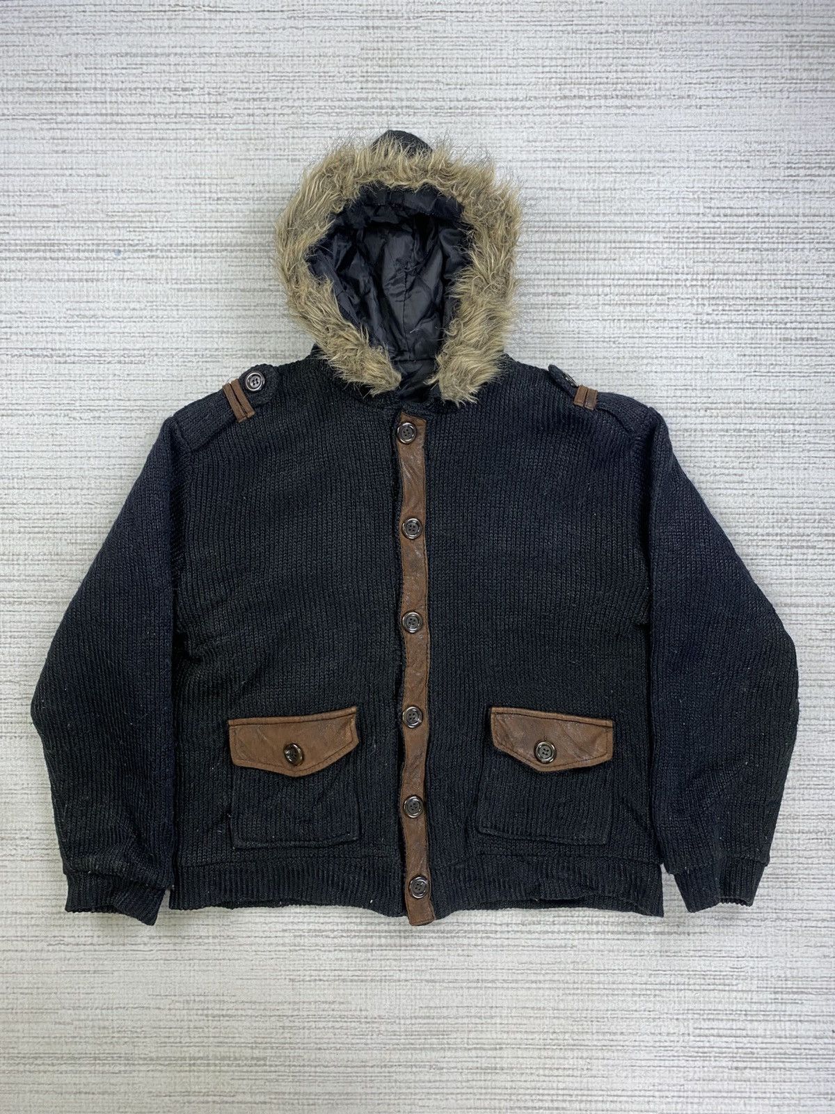 Hysteric Glamour × If Six Was Nine × Vintage Vintage Hysteric Glamour Faux Fur Hoodie Knit Button Jacket Size US L / EU 52-54 / 3 - 1 Thumbnail