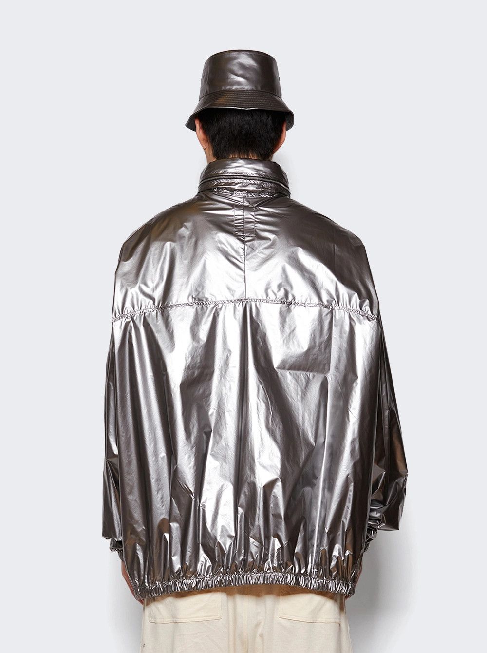 Rick Owens o1mle0226 Jumbo Windbreaker Jacket in Silver Size US XXL / EU 58 / 5 - 5 Thumbnail