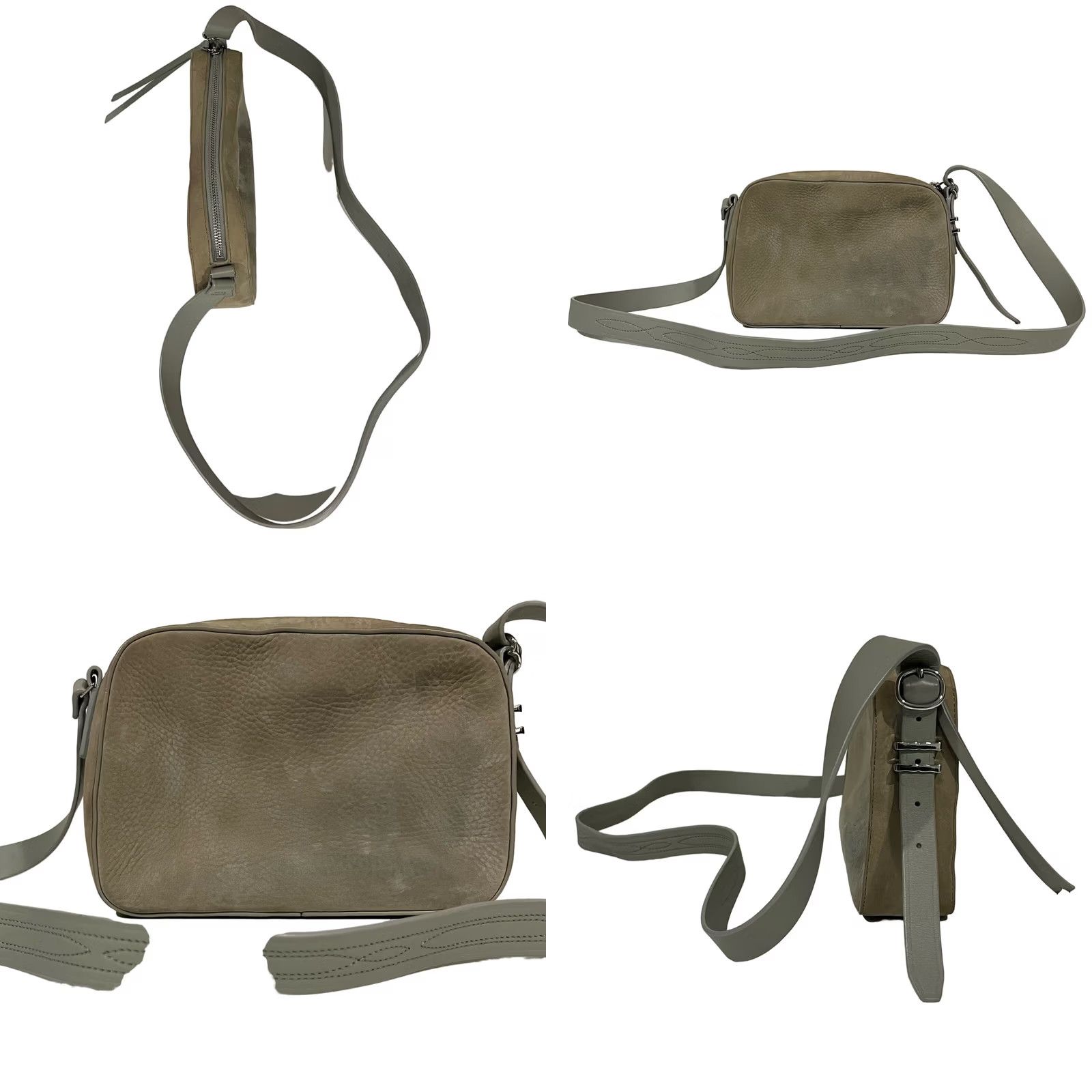 Allsaints All Saints Cooper Crossbody Bag Leather Taupe Gray Stitching Camera Purse Women XS? Size ONE SIZE - 8 Thumbnail