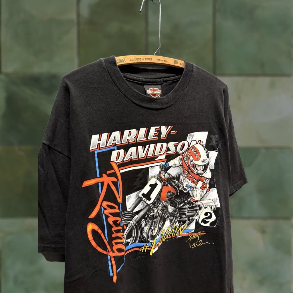 Harley Davidson VINTAGE Harley Davidson Scott Parker Racing Shirt XL Black 90s Mens Size US XL / EU 56 / 4 - 1 Thumbnail