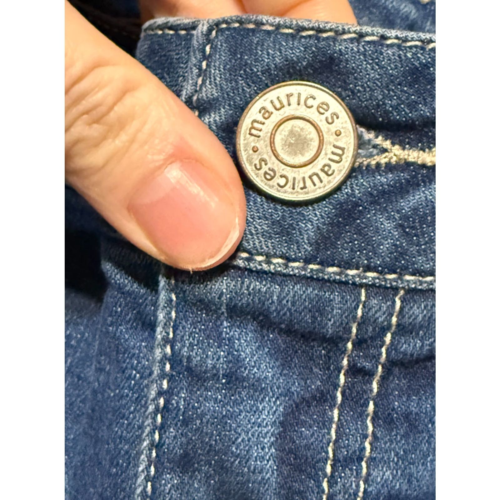Vintage Maurices Jeans Capri Denim Blue 13/14 Lace Up 5-Pocket Regular Mid Rise Women's Juniors Jeans Size 34" / US 12 / IT 48 - 4 Thumbnail