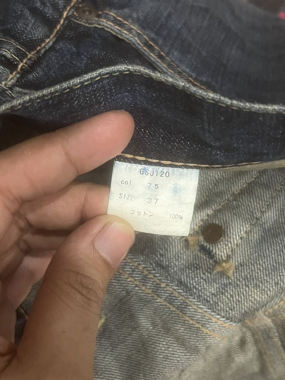 Vintage Japanese Golden Voice Buckle Back Dark Blue Selvedge Jeans Size US 37 - 20 Thumbnail