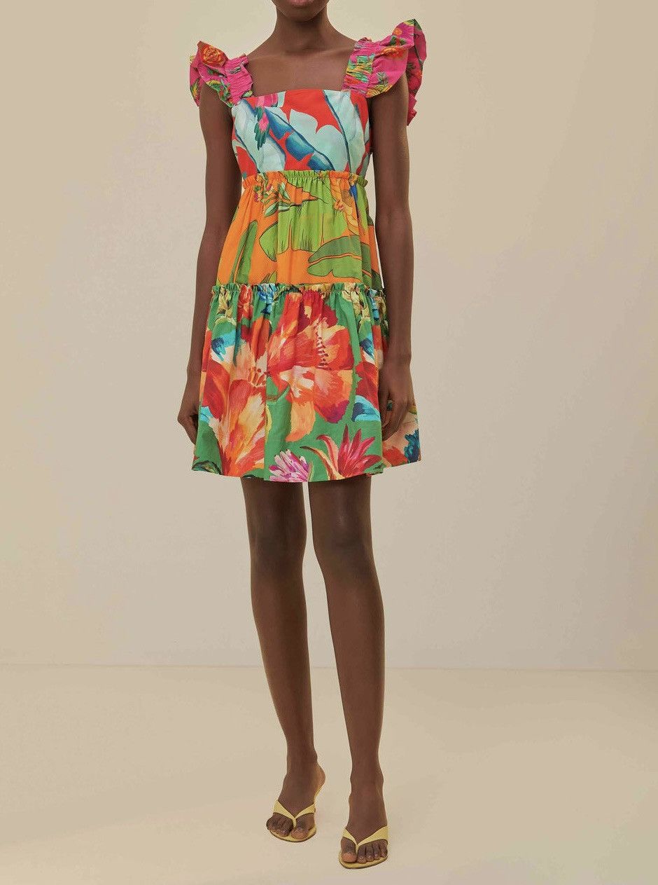 Farm Rio Farm Rio Foliage Mix Cotton Mini Dress, Size XS Size XS / US 0-2 / IT 36-38 - 2 Thumbnail