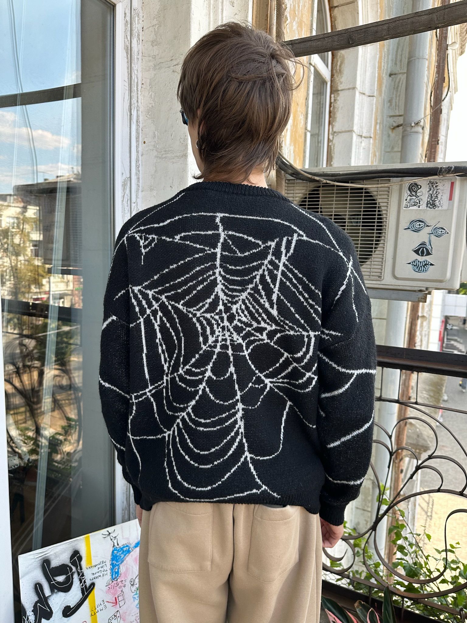Vintage Spider Web Sweater Pullover y2k Size US L / EU 52-54 / 3 - 2 Thumbnail