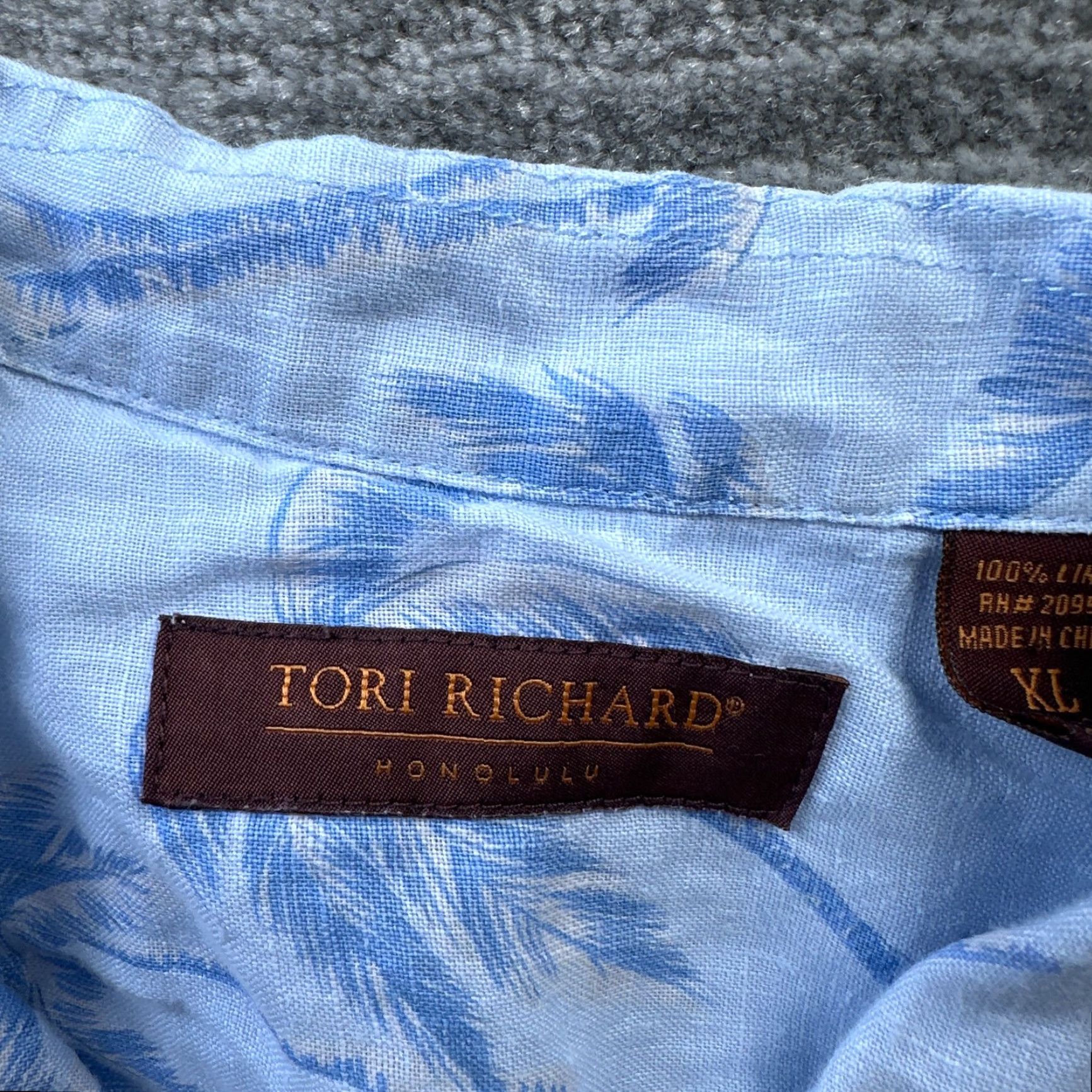Tori Richard Tori Richard Shirt Mens Extra Large Blue Button Up Linen Camp Size US XL / EU 56 / 4 - 6 Thumbnail