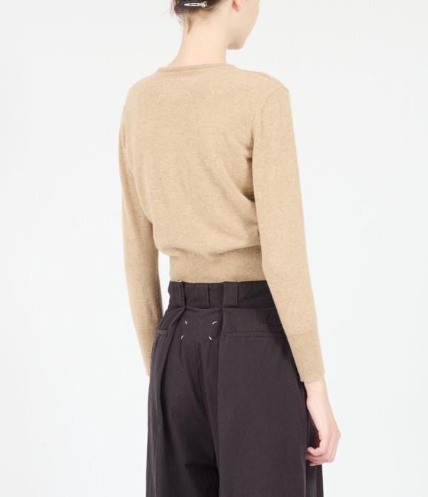 Maison Margiela o1bcso1str0526 Wool Knit Cardigan in Beige Size XS / US 0-2 / IT 36-38 - 3 Thumbnail