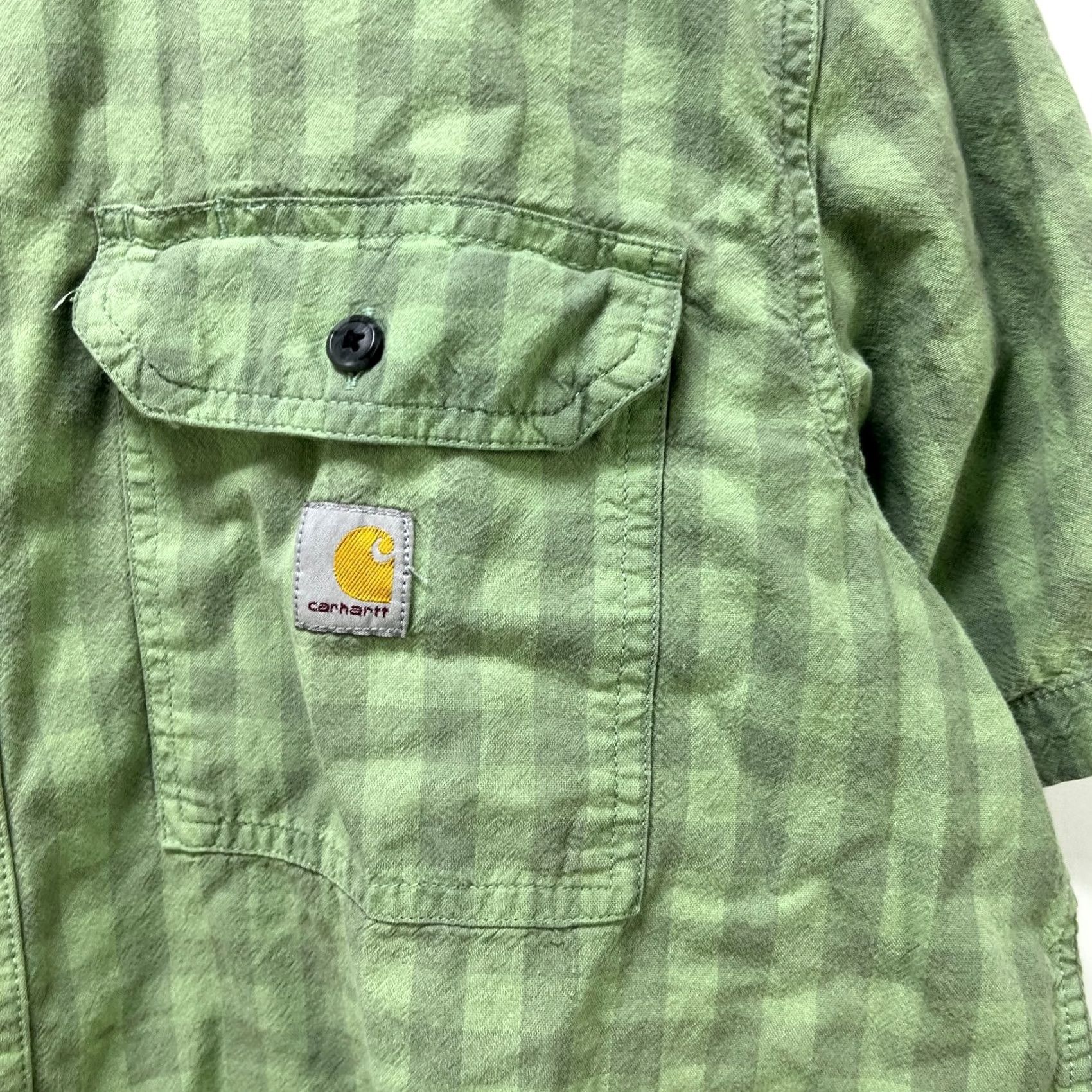 Carhartt Carhartt Short Sleeve Button Up Shirt Large - Vibrant Green Plaid Size US L / EU 52-54 / 3 - 3 Thumbnail