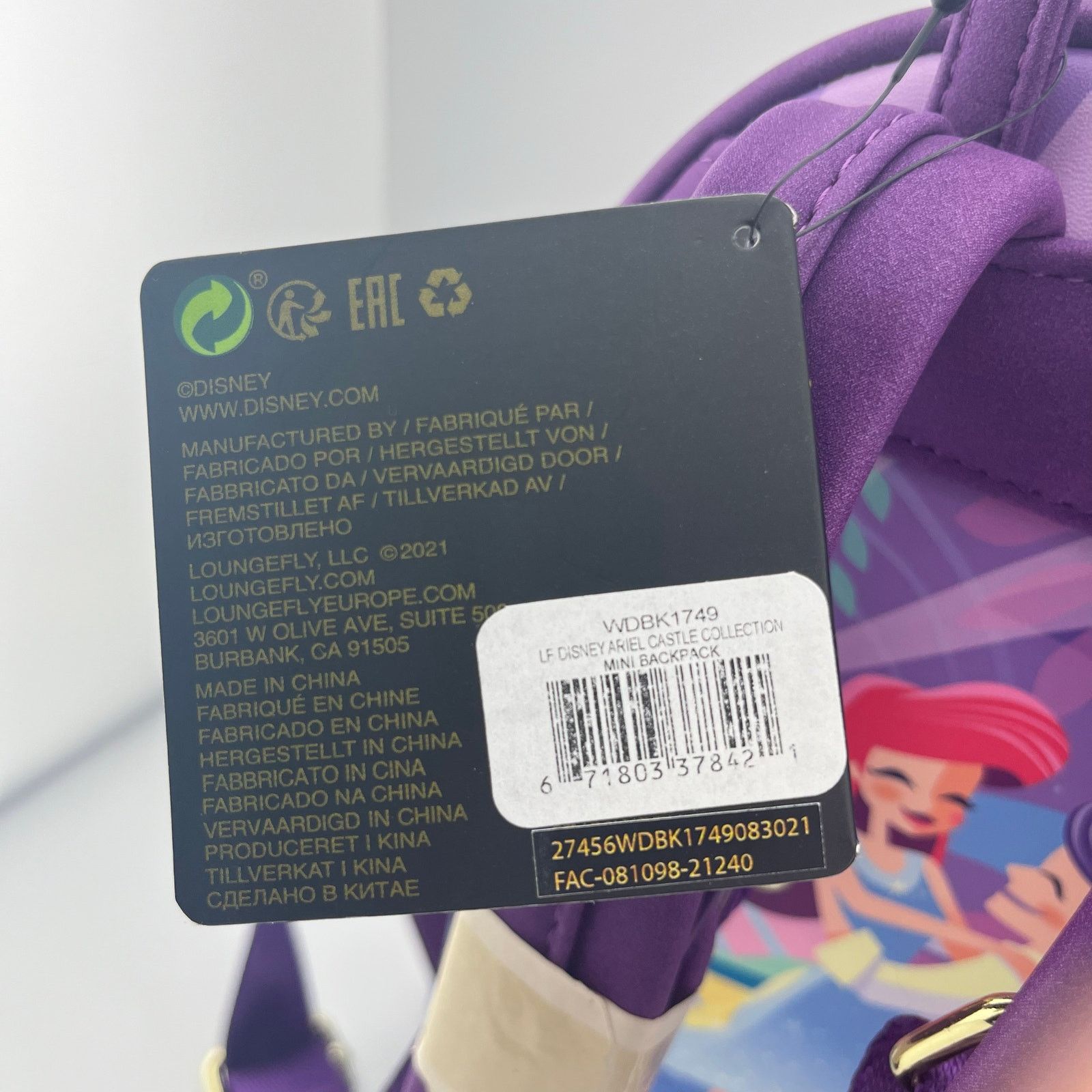 Disney LOUNGEFLY NWT Disney Backpack, Mickey Ears, Little Mermaid Size ONE SIZE - 3 Thumbnail