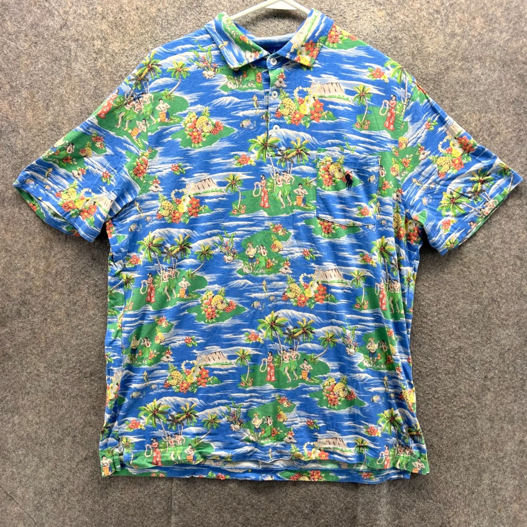 Polo Ralph Lauren Polo Ralph Lauren Polo Shirt Men L Blue Green Hawaiian Floral AOP, Short Sleeve, Button, Logo, 44 Chest, Regular Fit, Vintage No Size US L / EU 52-54 / 3 - 2 Thumbnail