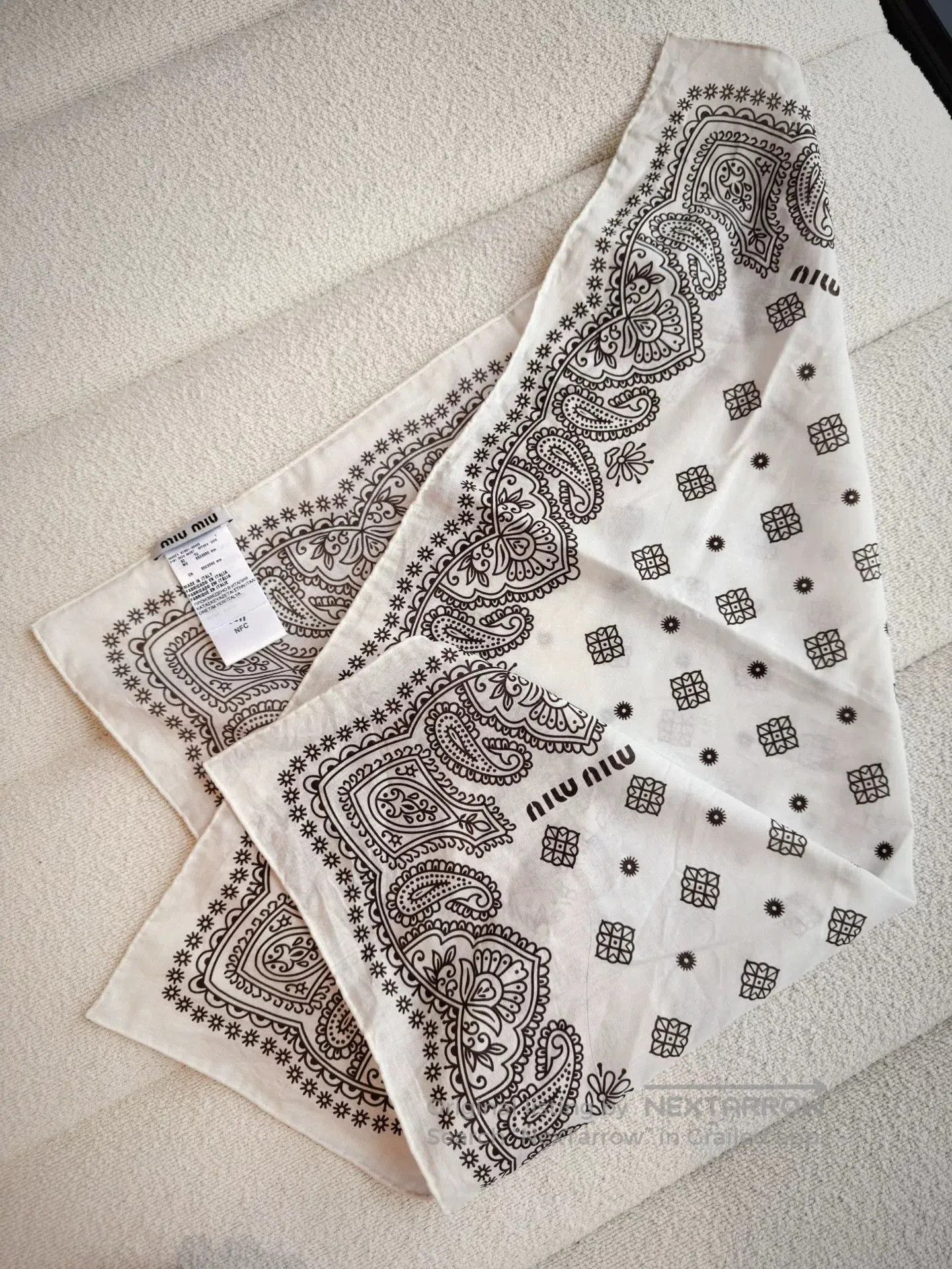 Miu Miu Miu Miu Printed Poplin Square Scarf. Size ONE SIZE - 5 Thumbnail
