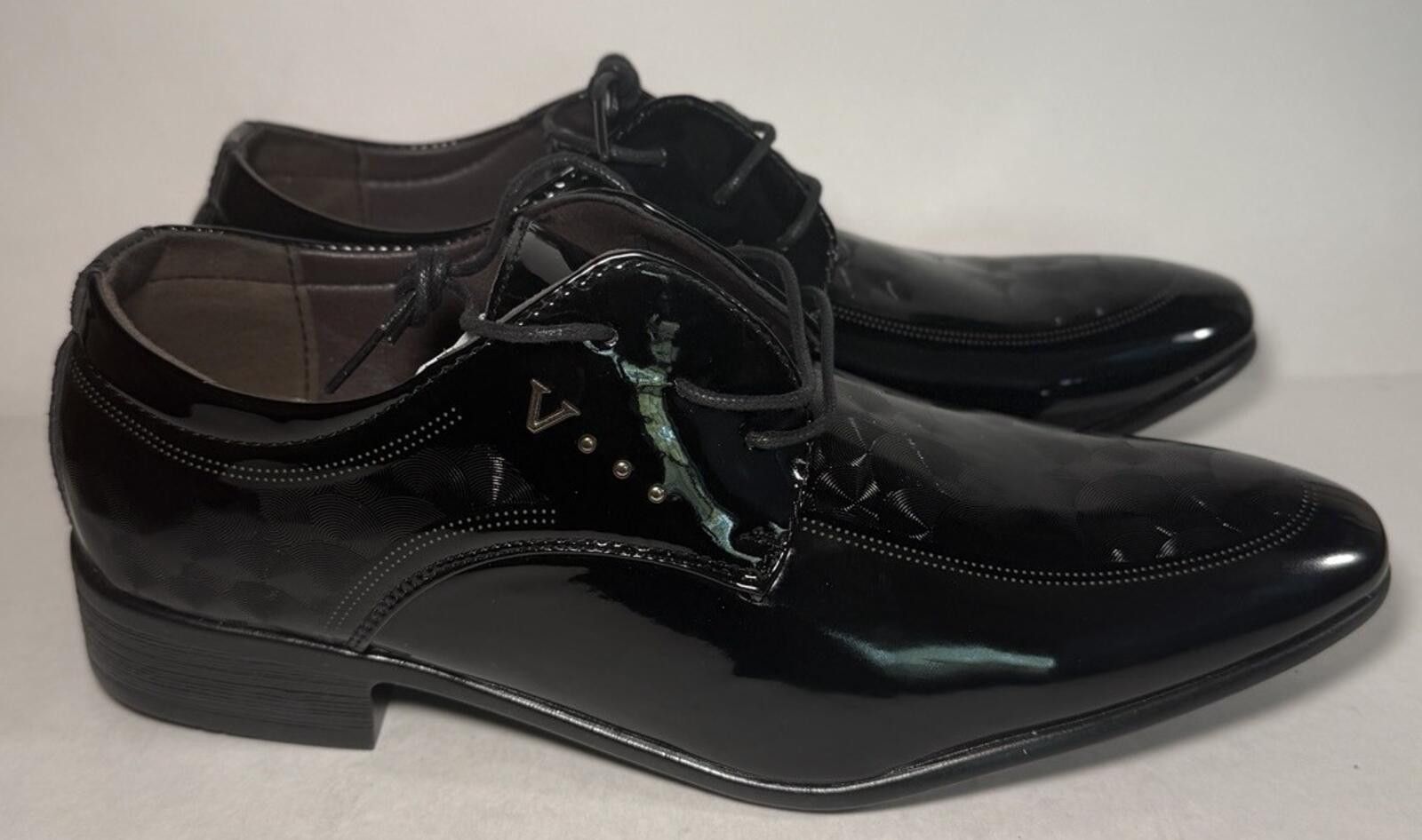 Other Mens Fashion Derby Dress Shoes Pointed Toe Lace Up Black Size US 11.5 / EU 44-45 - 3 Thumbnail