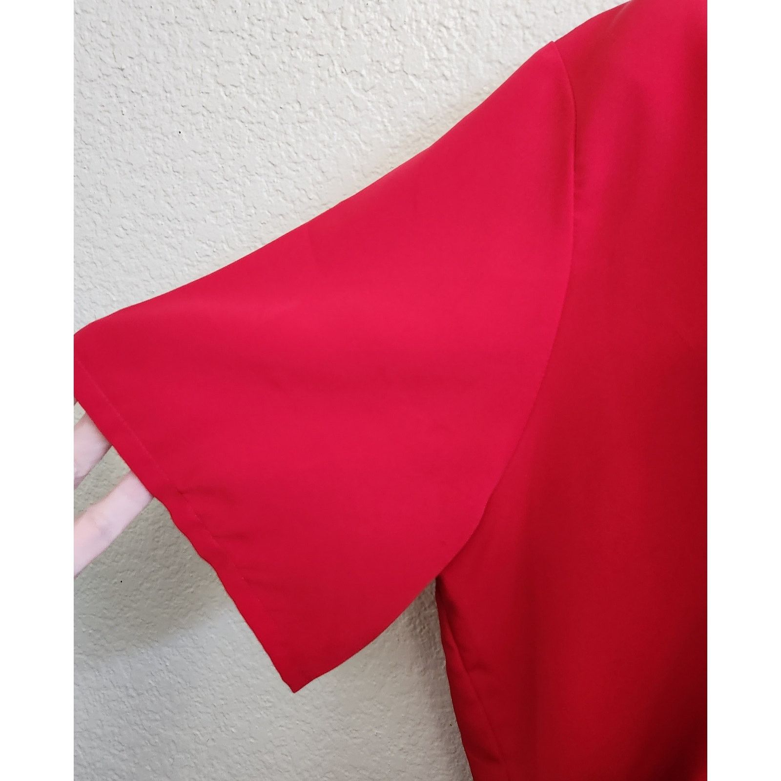 Other Modern Essentials Red Embroidered Neckline Top 20W Plus Size 3XL / US 20-22 - 3 Thumbnail