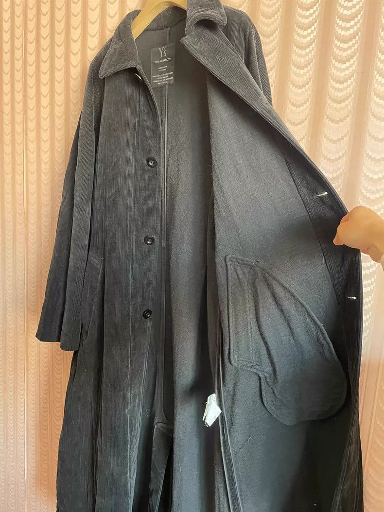 Y's Y's Black extra-long corduroy coat Size US L / EU 52-54 / 3 - 5 Thumbnail