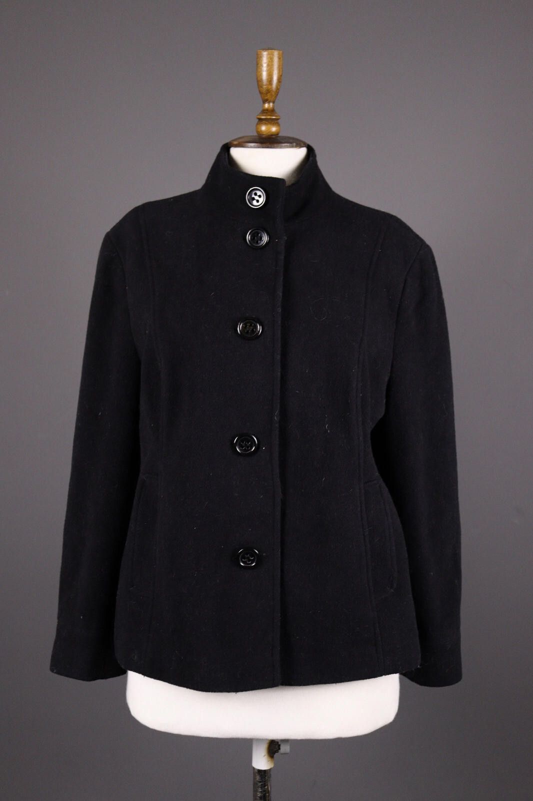 Designer Vintage Laura Ashley Black Wool Button UK 18 EUR 44 USA 14 Size M / US 6-8 / IT 42-44 - 1 Thumbnail
