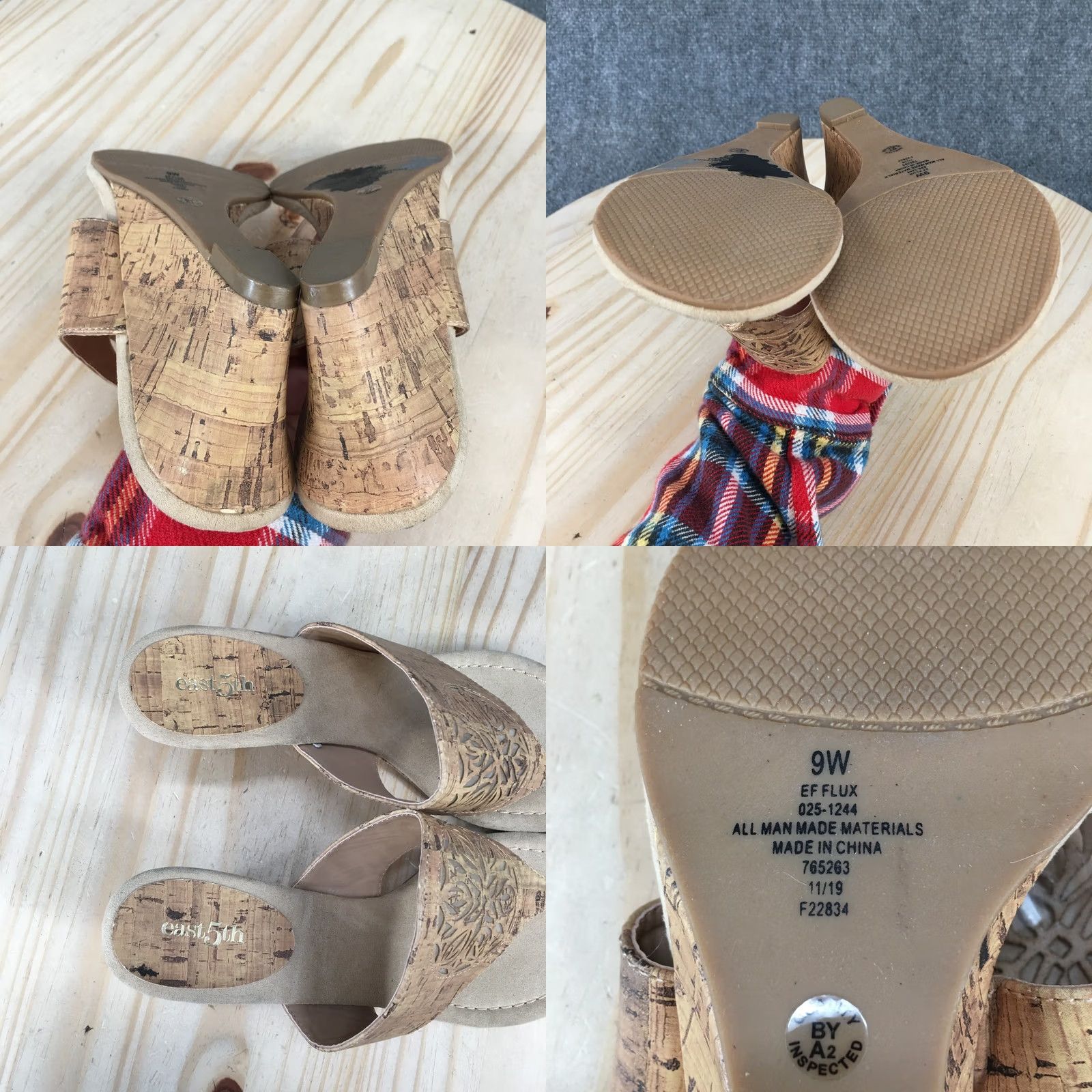 Flux East 5th Sandals Womens 9 W Flux Casual Slip On Cork Wedge Thong Brown Size US 9 / IT 39 - 9 Thumbnail