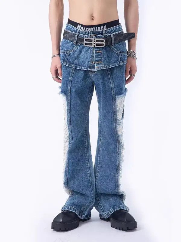 VIBE Street fringed side ripped bootcut jeans Size US 32 / EU 48 - 4 Thumbnail