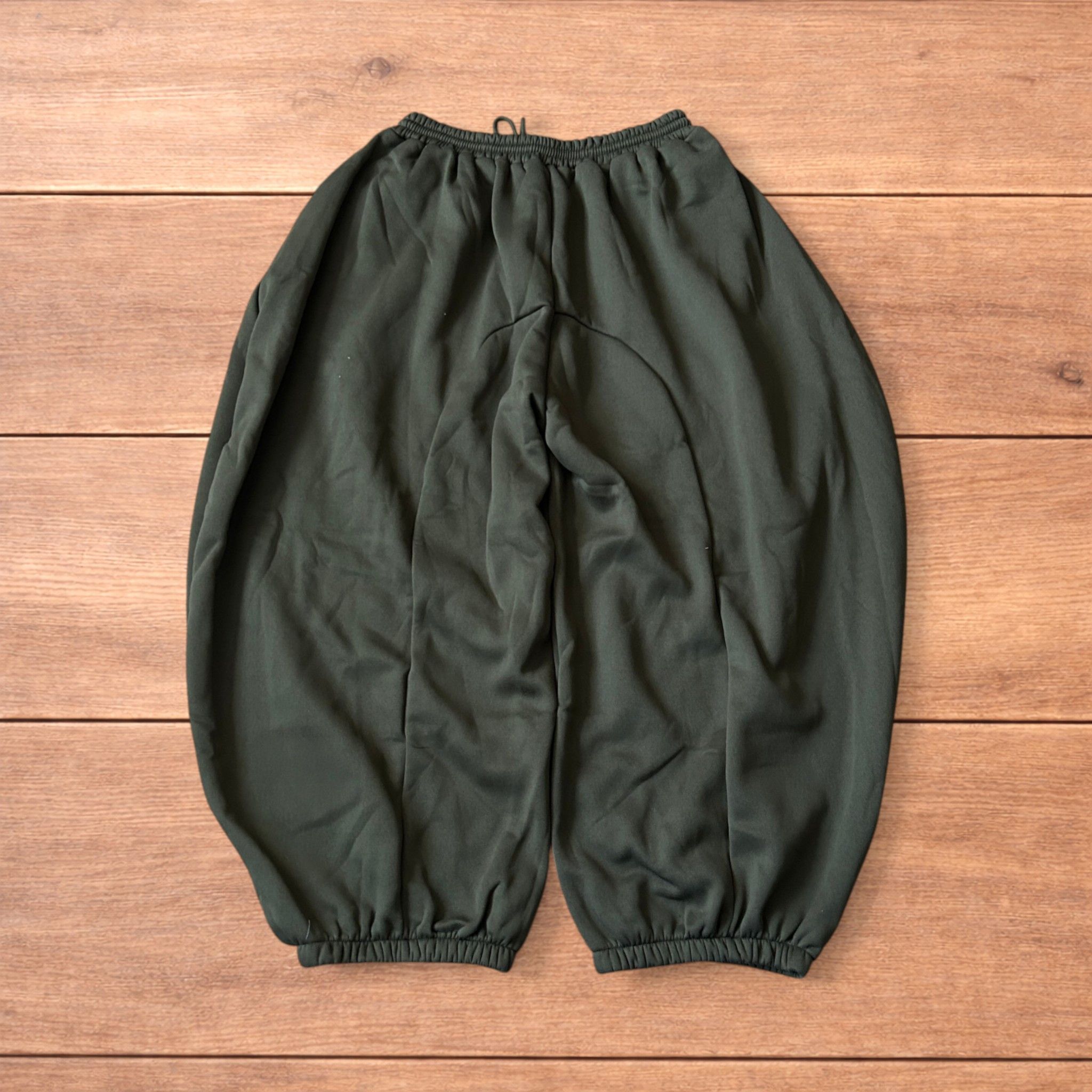 Japanese Brand Super baggy wide leg Korean joggers in khaki green. Size US 36 / EU 52 - 2 Thumbnail