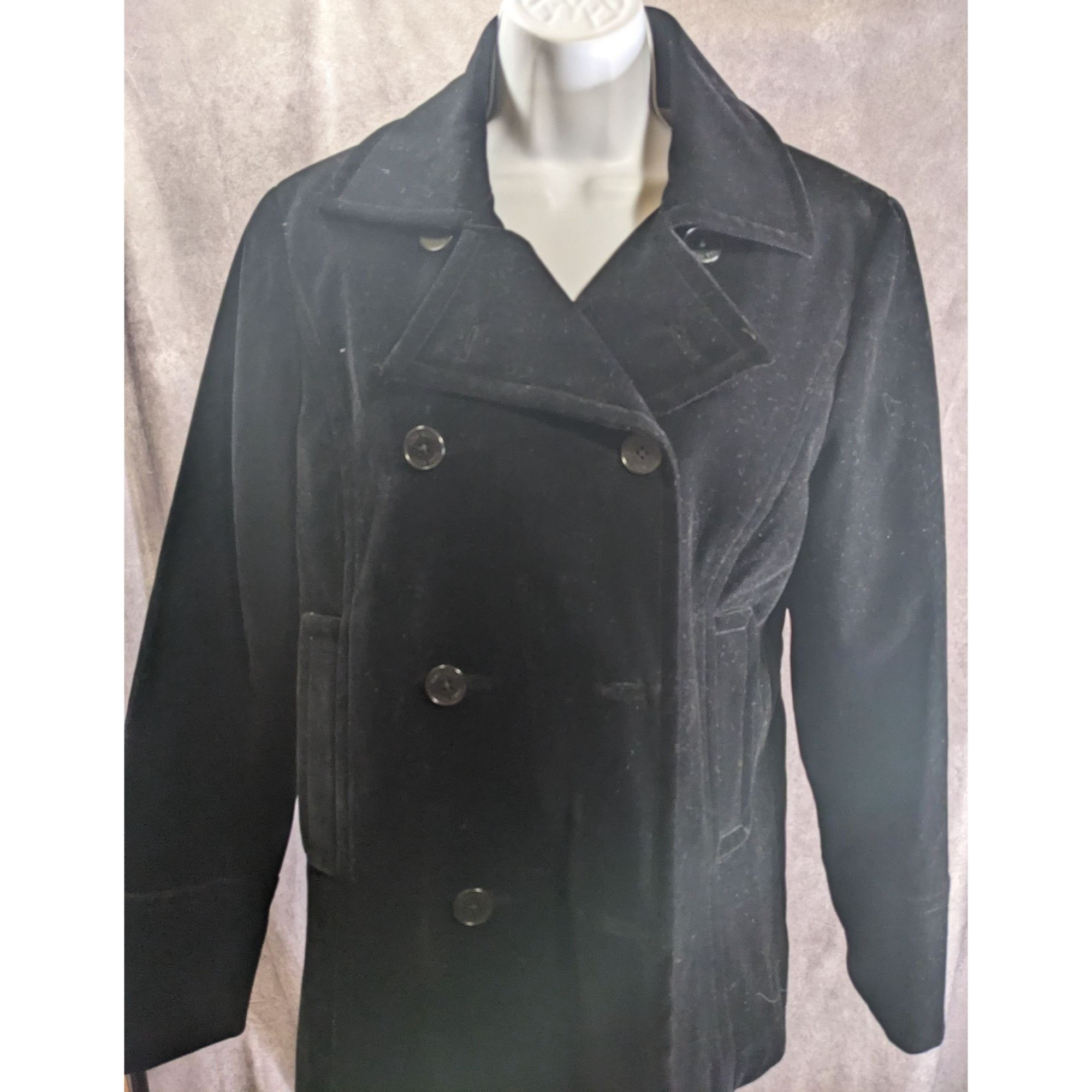 Nine West Nine West Black Velvet Double-Breasted Peacoat Medium Quilte Size M / US 6-8 / IT 42-44 - 1 Thumbnail