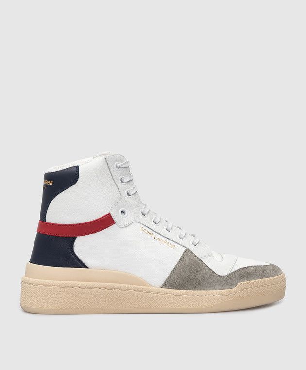 Saint Laurent Paris o1s1wg111024 SL24 Mid-Top Sneakers Canvas Leather Suede Size US 5.5 / IT 35.5 - 1 Thumbnail