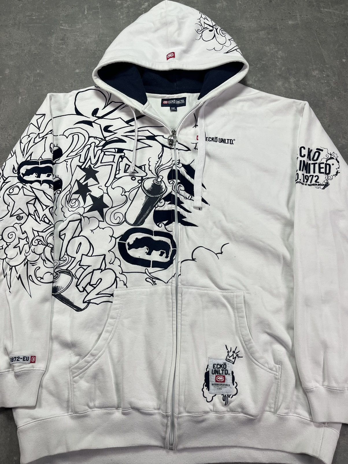 Ecko Unltd. Ecko Unltd. Mega Baggy Printed Zip Hoodie 3XL Rare Size US XXL / EU 58 / 5 - 10 Thumbnail