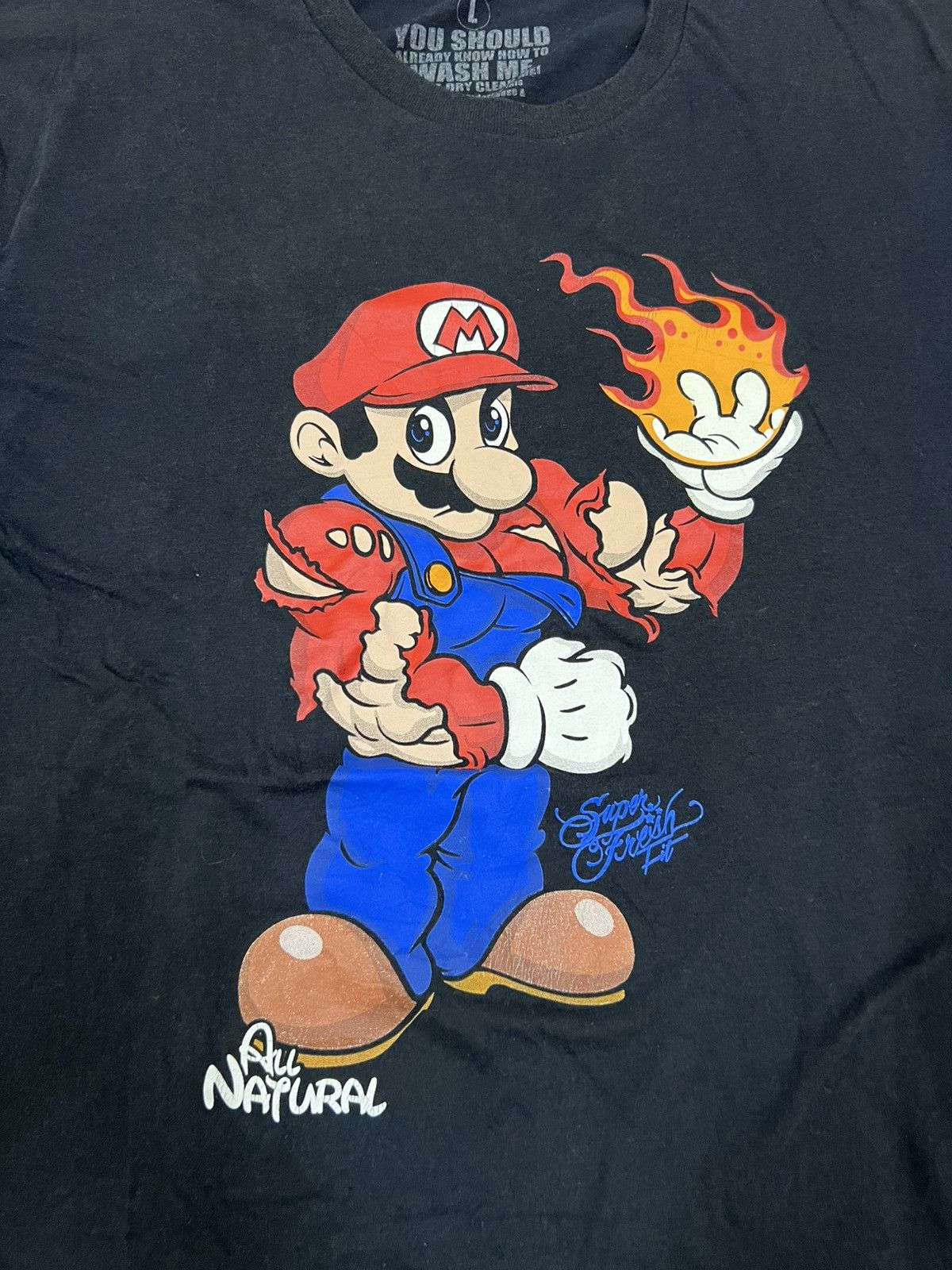 The Game Super Mario Fire Ball Black T-shirt Size US L / EU 52-54 / 3 - 2 Thumbnail