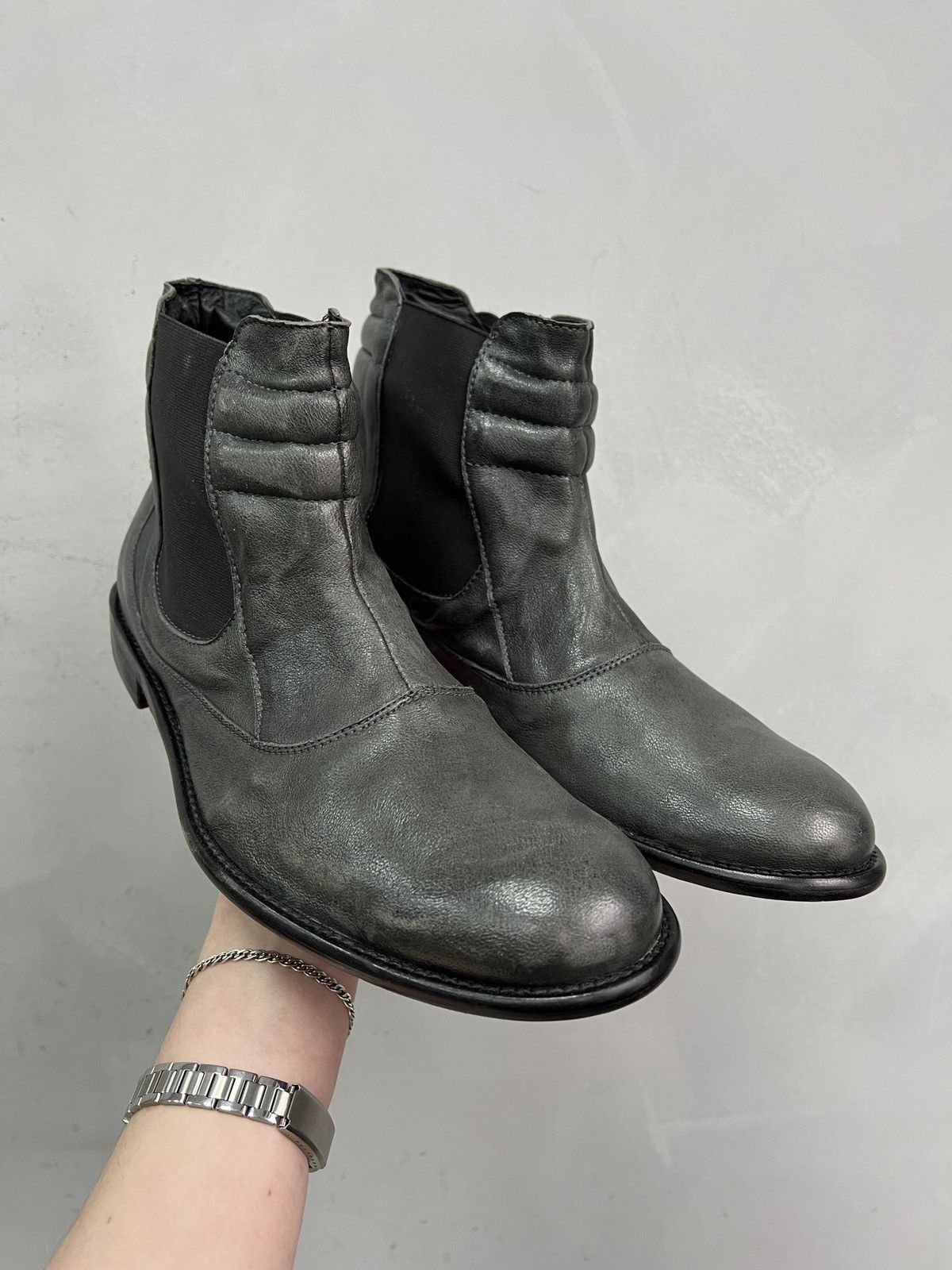 Hedi Slimane Guidi style ankle leather moto boots hype avant garde Size US 12 / EU 45 - 2 Thumbnail