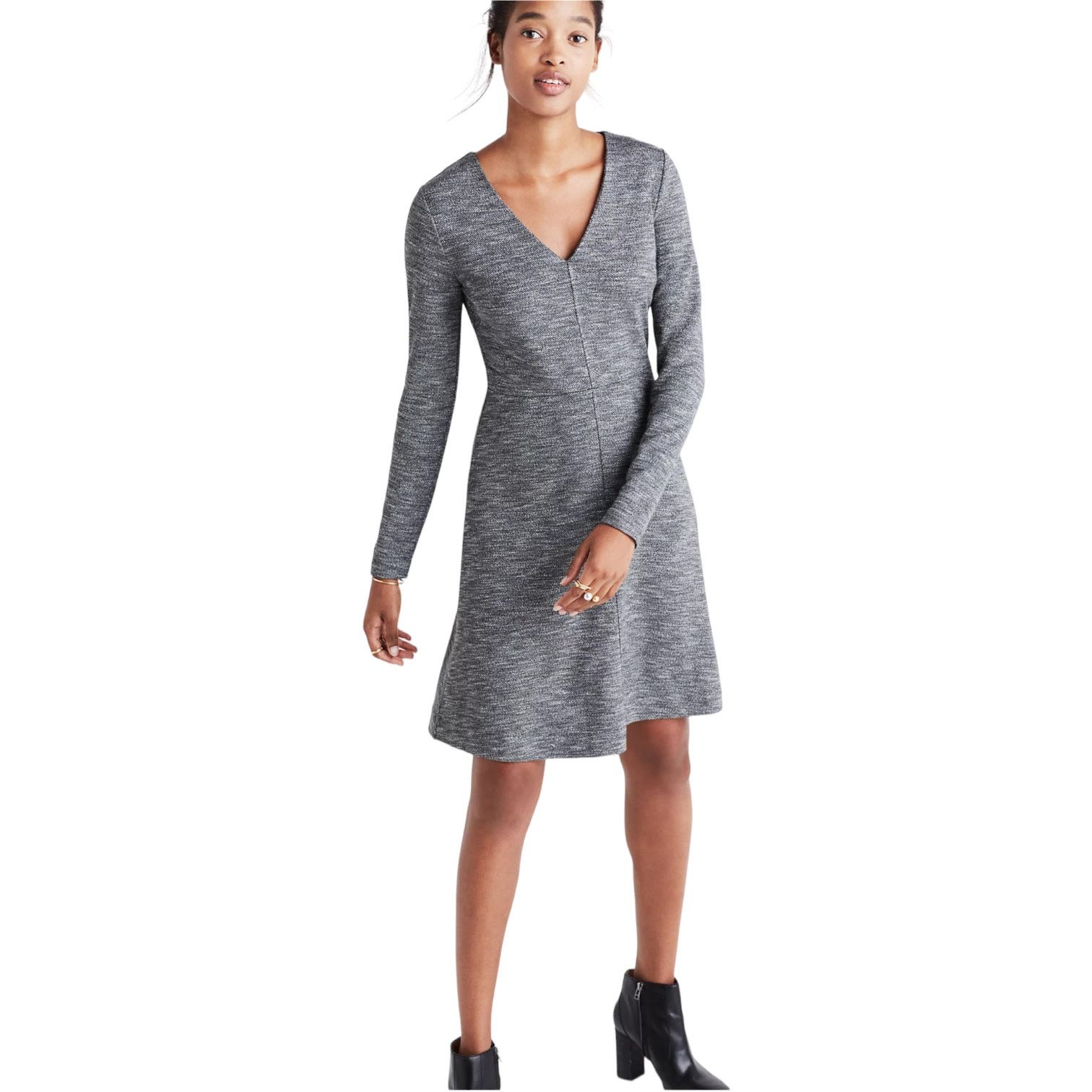 Madewell Madewell Bridgewalk V-Neck Mini Gray Dress Women's Size 10 Size L / US 10 / IT 46 - 1 Thumbnail