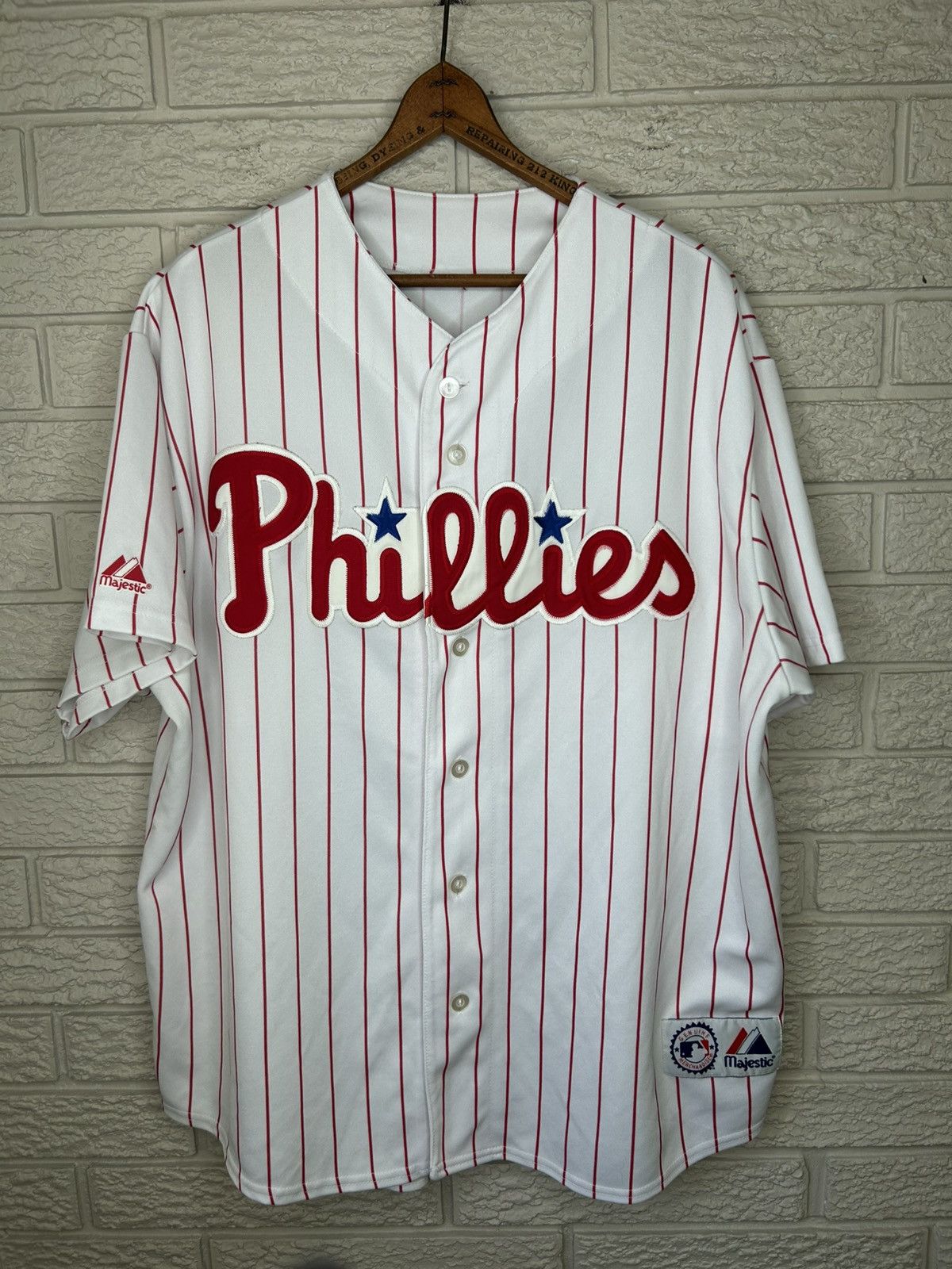 Majestic Vintage Majestic Philadelphia Phillies Pinstripe Jersey Rare Size US XL / EU 56 / 4 - 1 Thumbnail