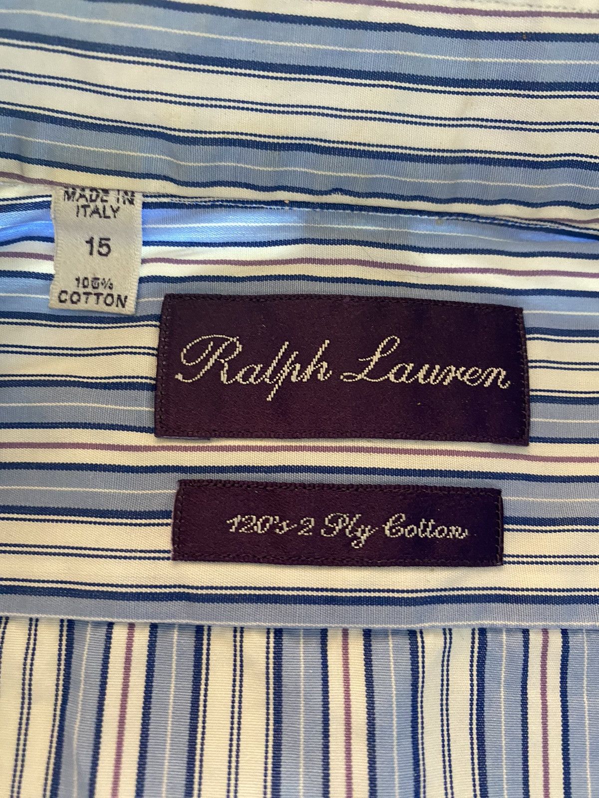 Ralph Lauren Purple Label RLPL light blue rep stripe 120s 2ply dress shirt 15 Size US S / EU 44-46 / 1 - 2 Thumbnail