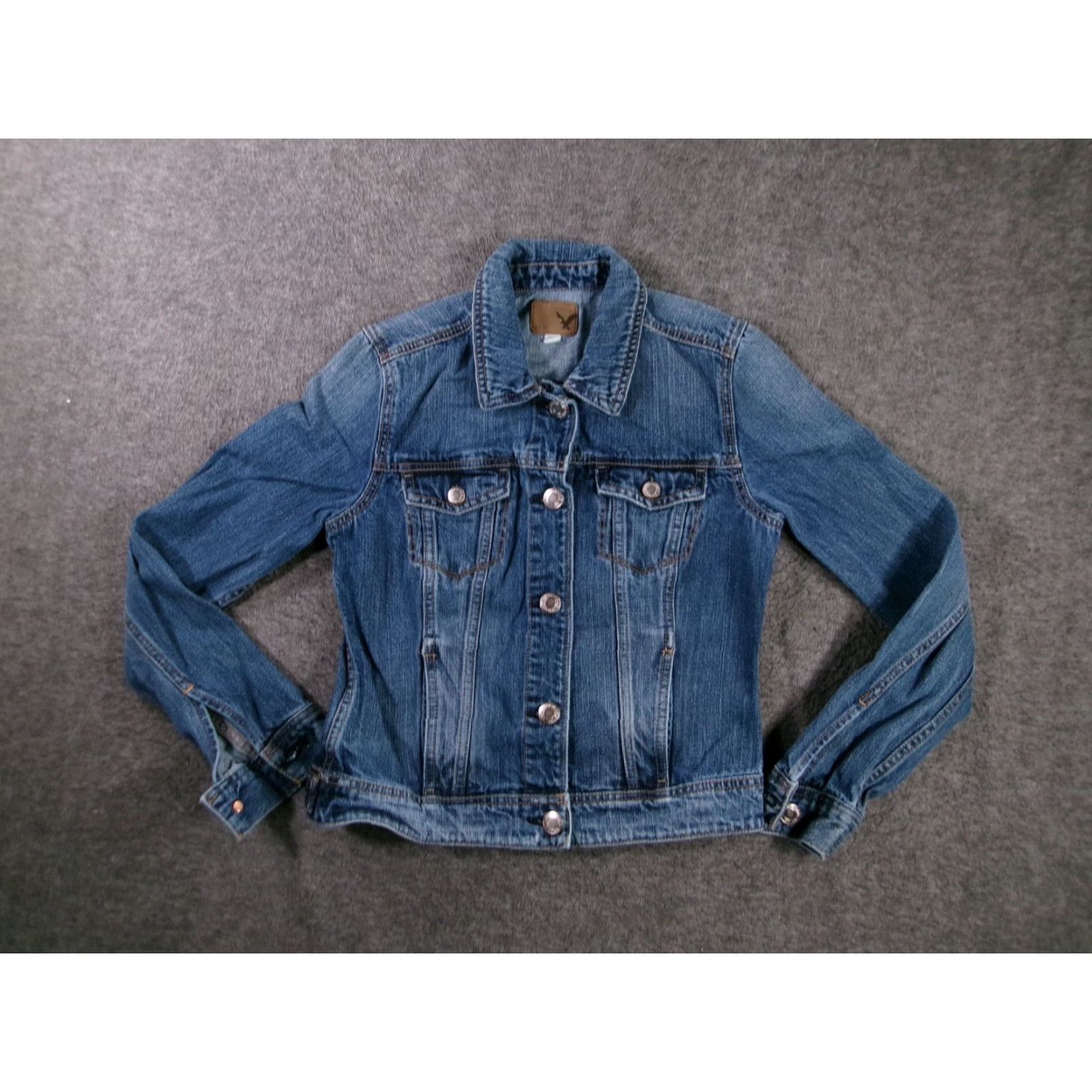 Vintage American Eagle Denim Jacket Womens S Blue Jean Trucker Button Front Casual Size 28" / US 6 / IT 42 - 2 Thumbnail