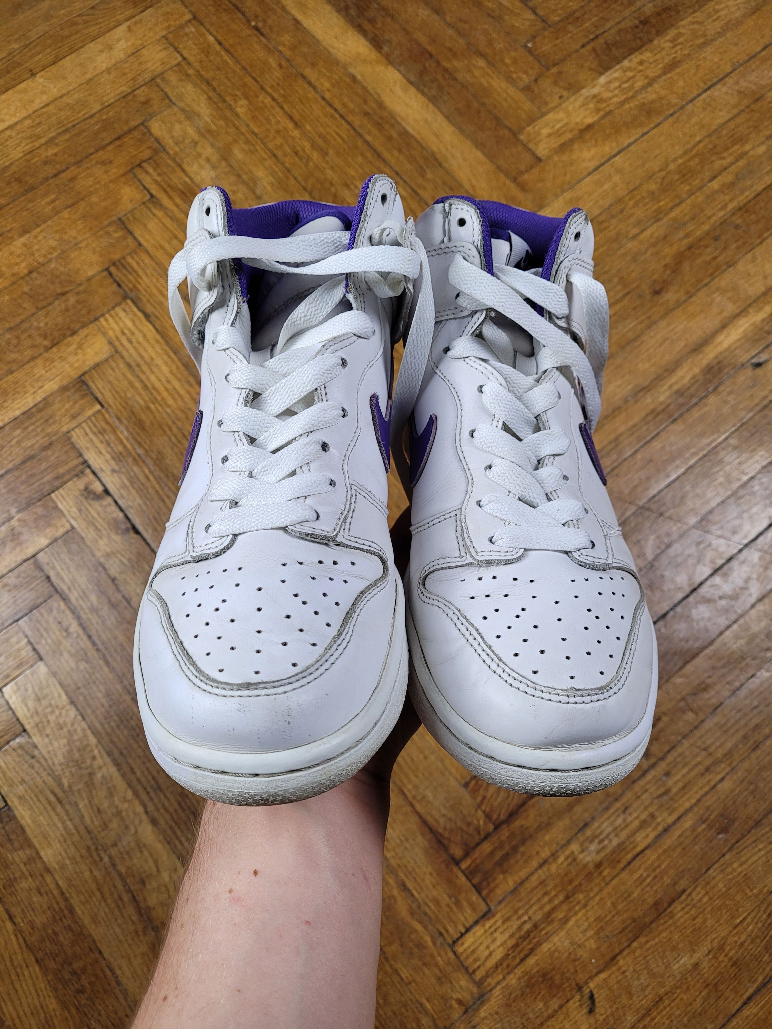 Nike 2009 Vintage Nike Dunk Hi White / Purple Los Angeles Kings Size US 9 / IT 39 - 3 Thumbnail
