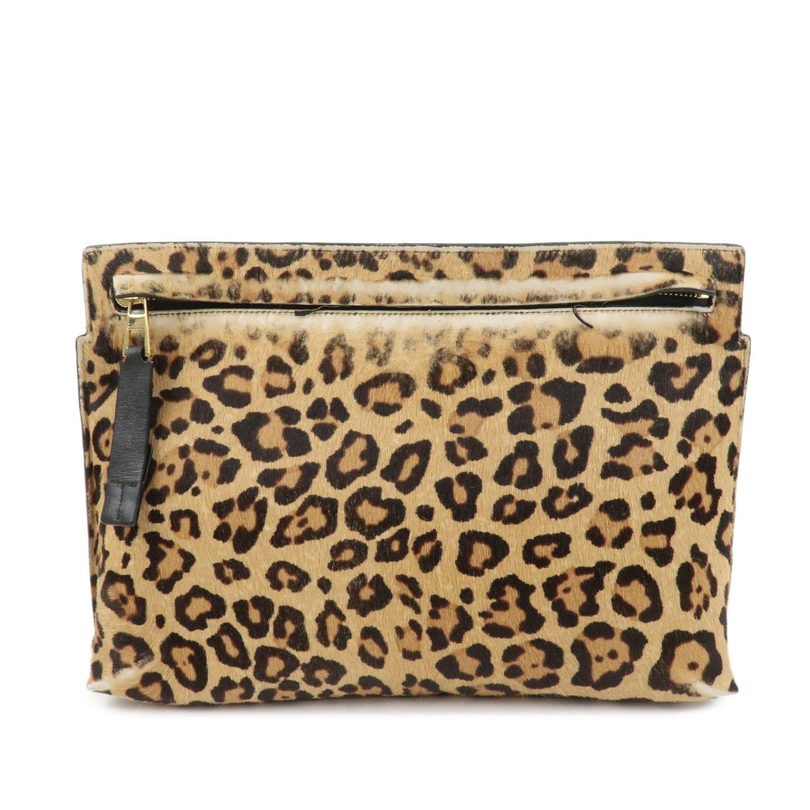 Loewe Loewe Anagram Calf Hair Clutch Brown Size ONE SIZE - 1 Thumbnail